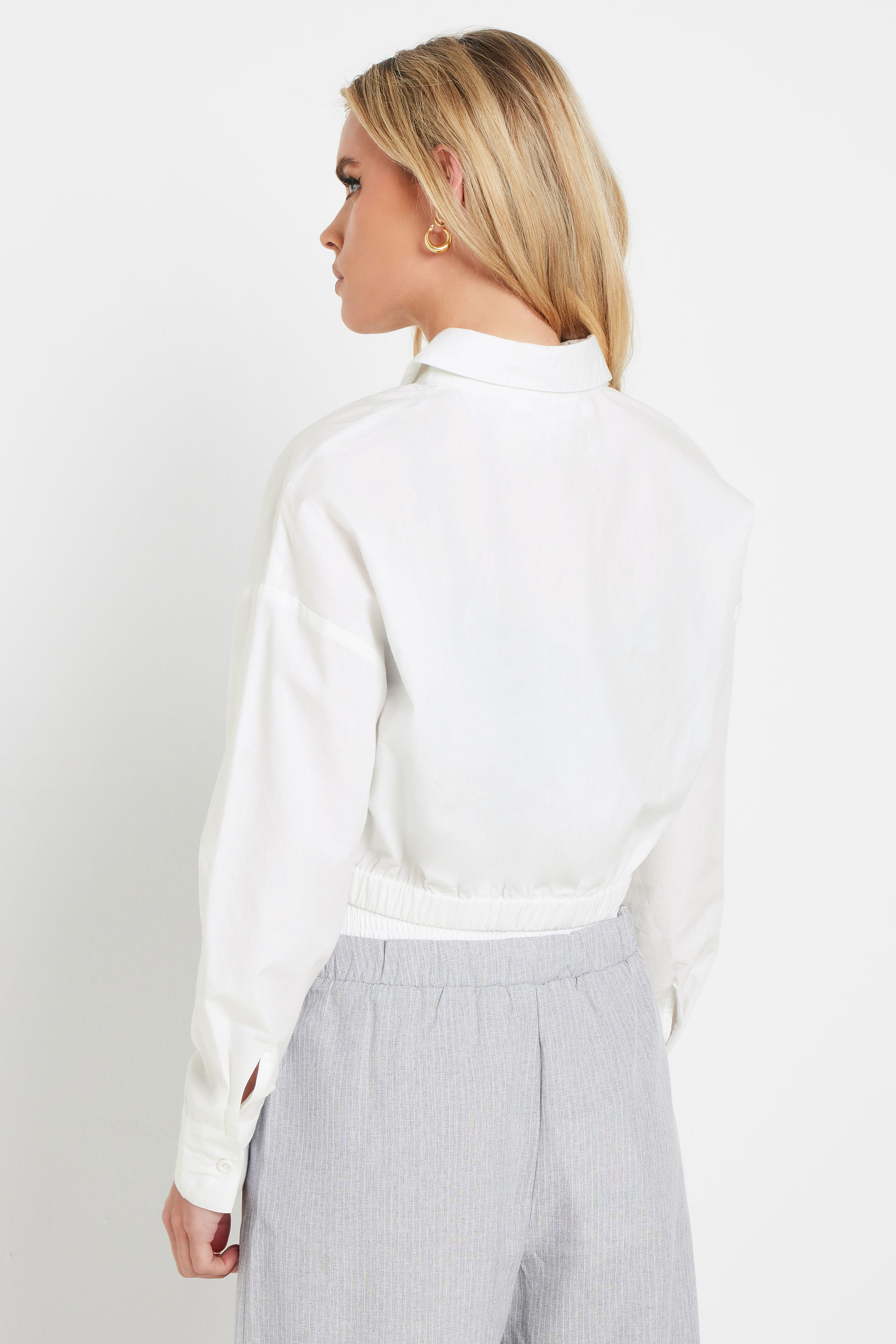 PixieGirl Petite Women's White Cotton Elasticated Hem Shirt | PixieGirl 4