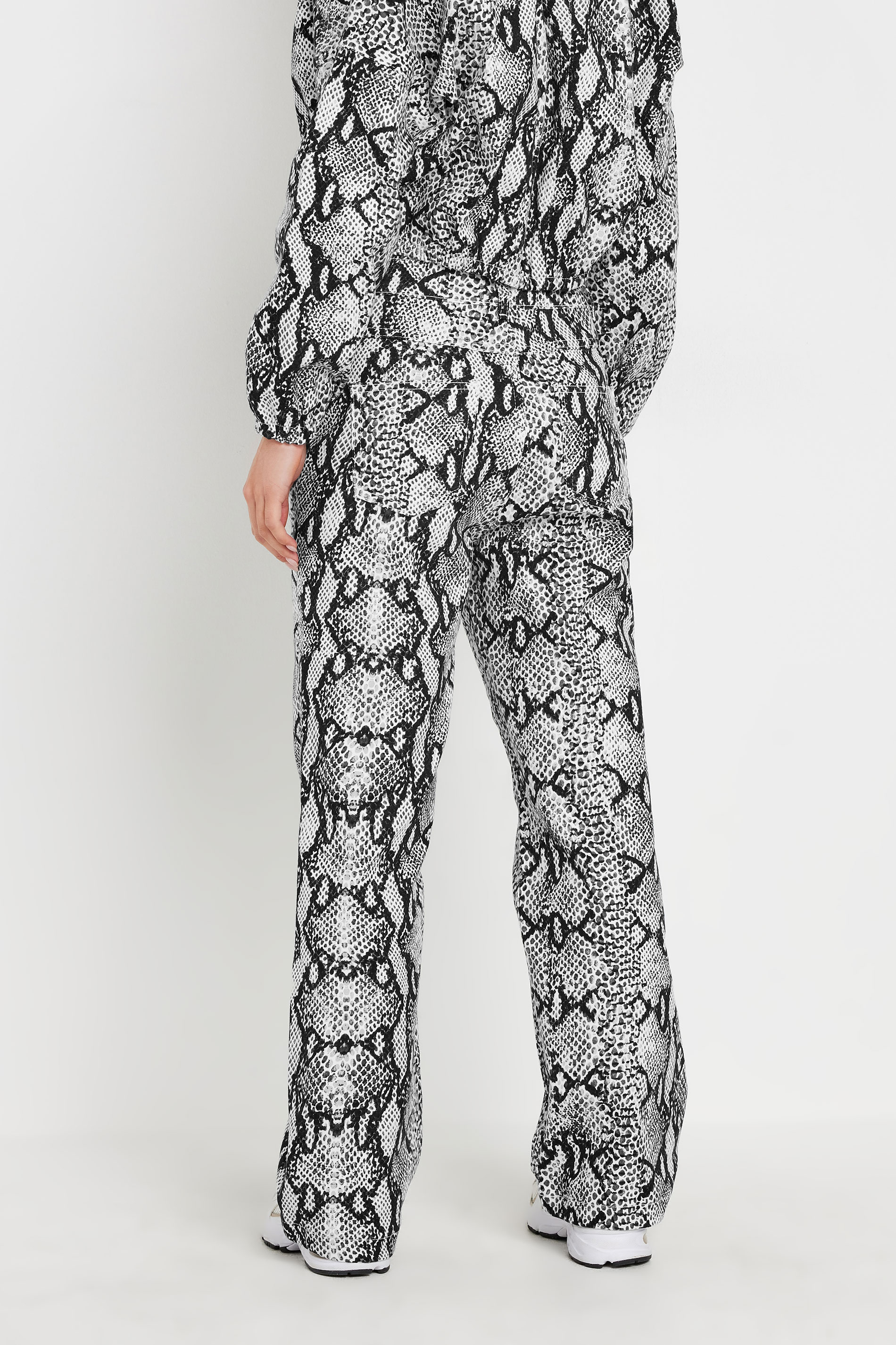 PixieGirl Petite Women's Grey Snake Print Straight Leg Jeans | PixieGirl 3
