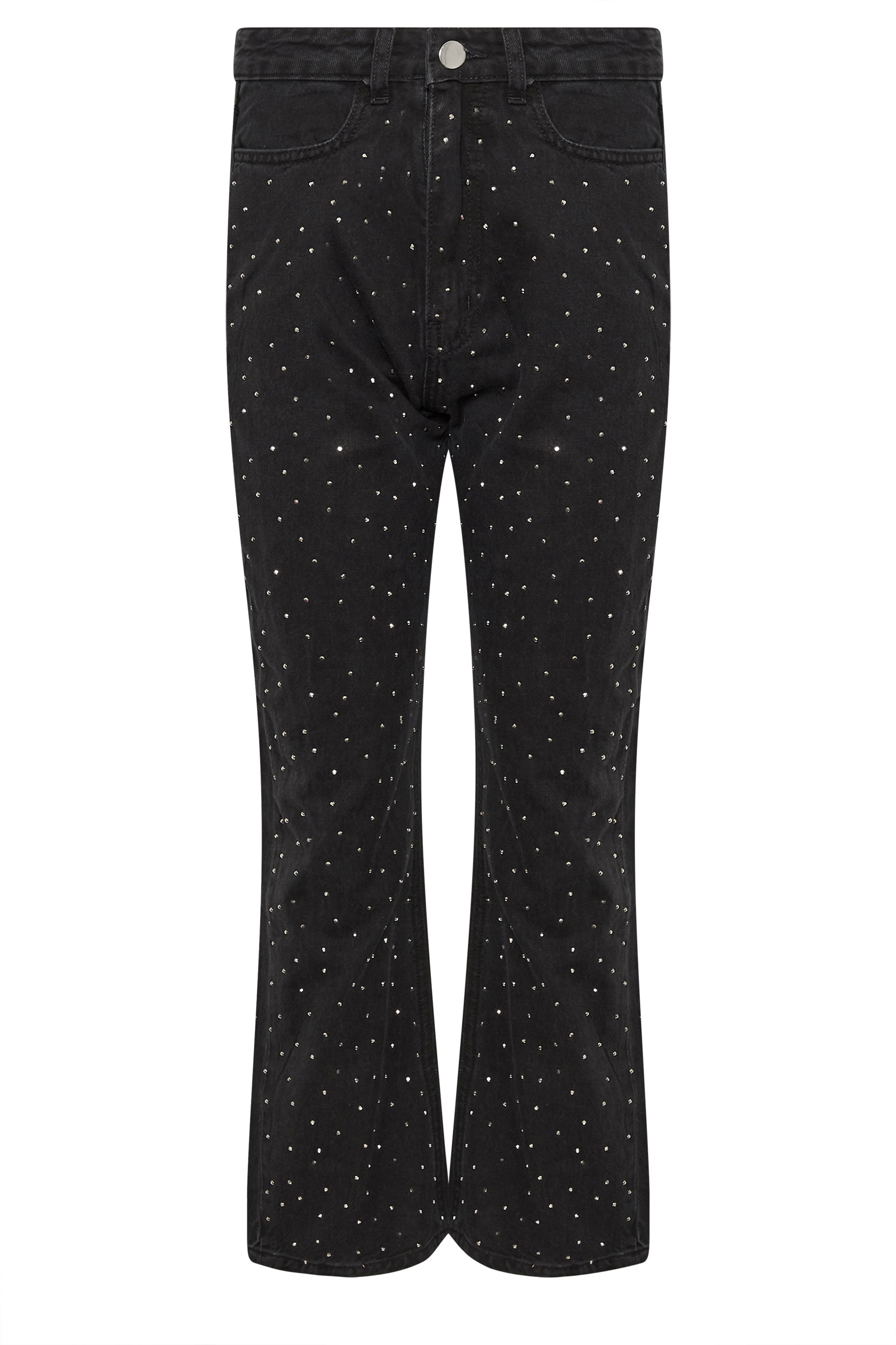 PixieGirl Petite Women's Black Studded Straight Leg Jeans | PixieGirl 5