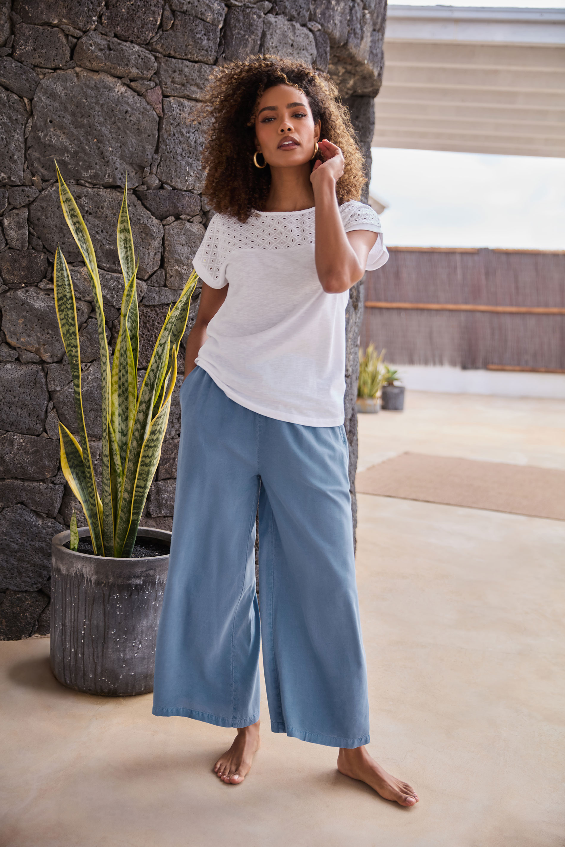 M&Co Blue Wide Leg Culottes | M&Co  5