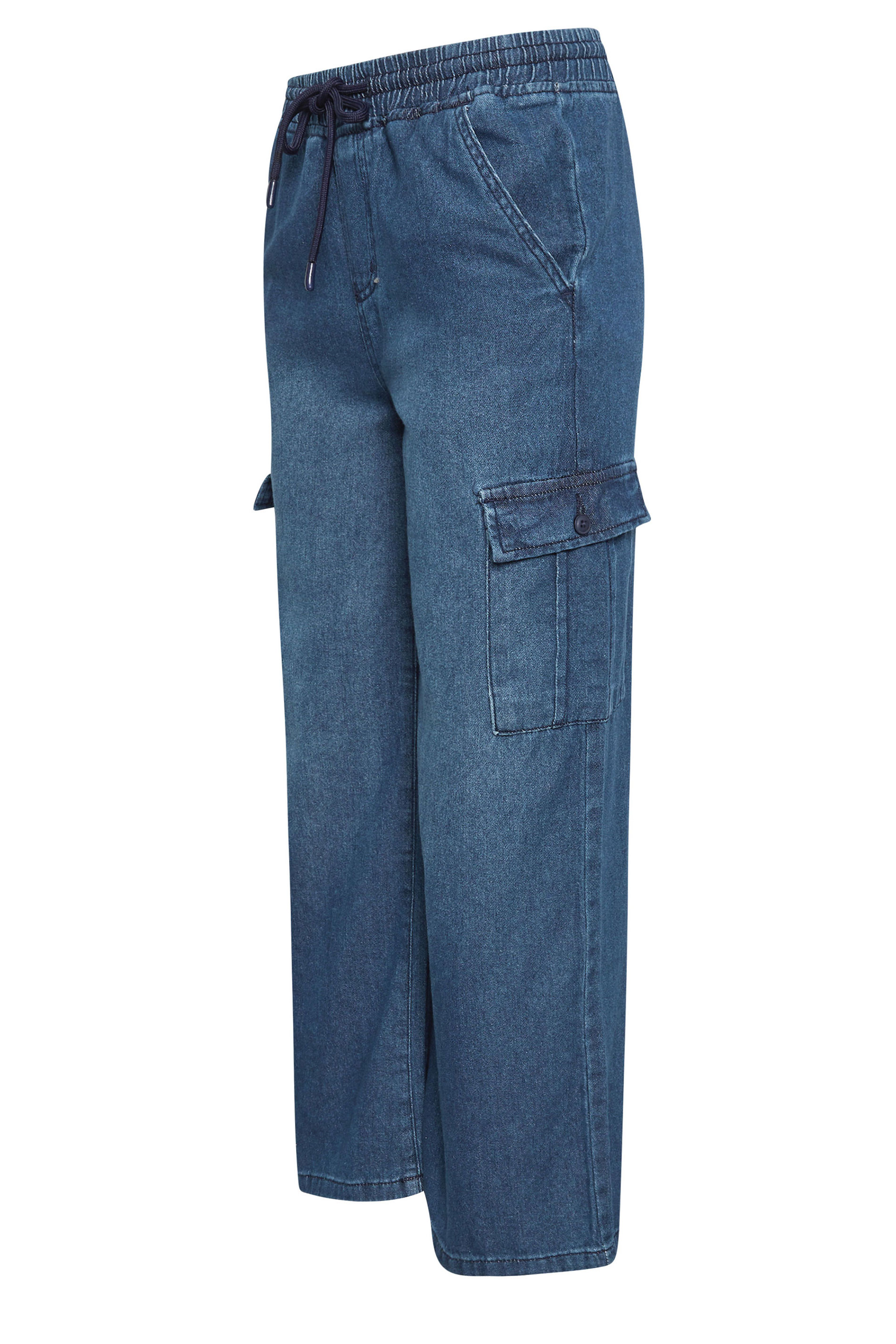 PixieGirl Petite Women's Dark Blue Cargo Wide Leg Jeans | PixieGirl 8