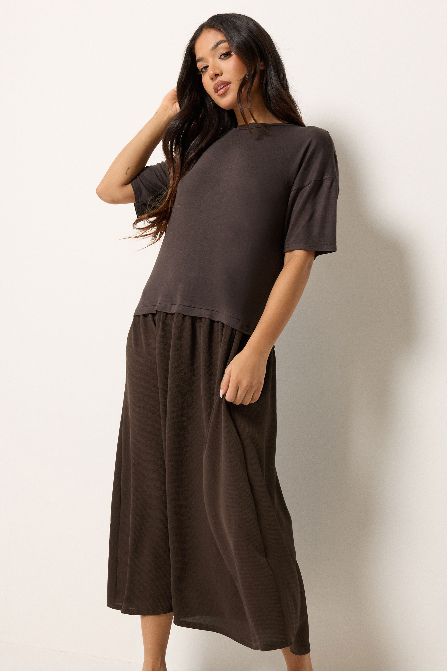 Pixiegirl Women's Brown Petite Chocolate Drop Waist Maxi Dress Size 8
