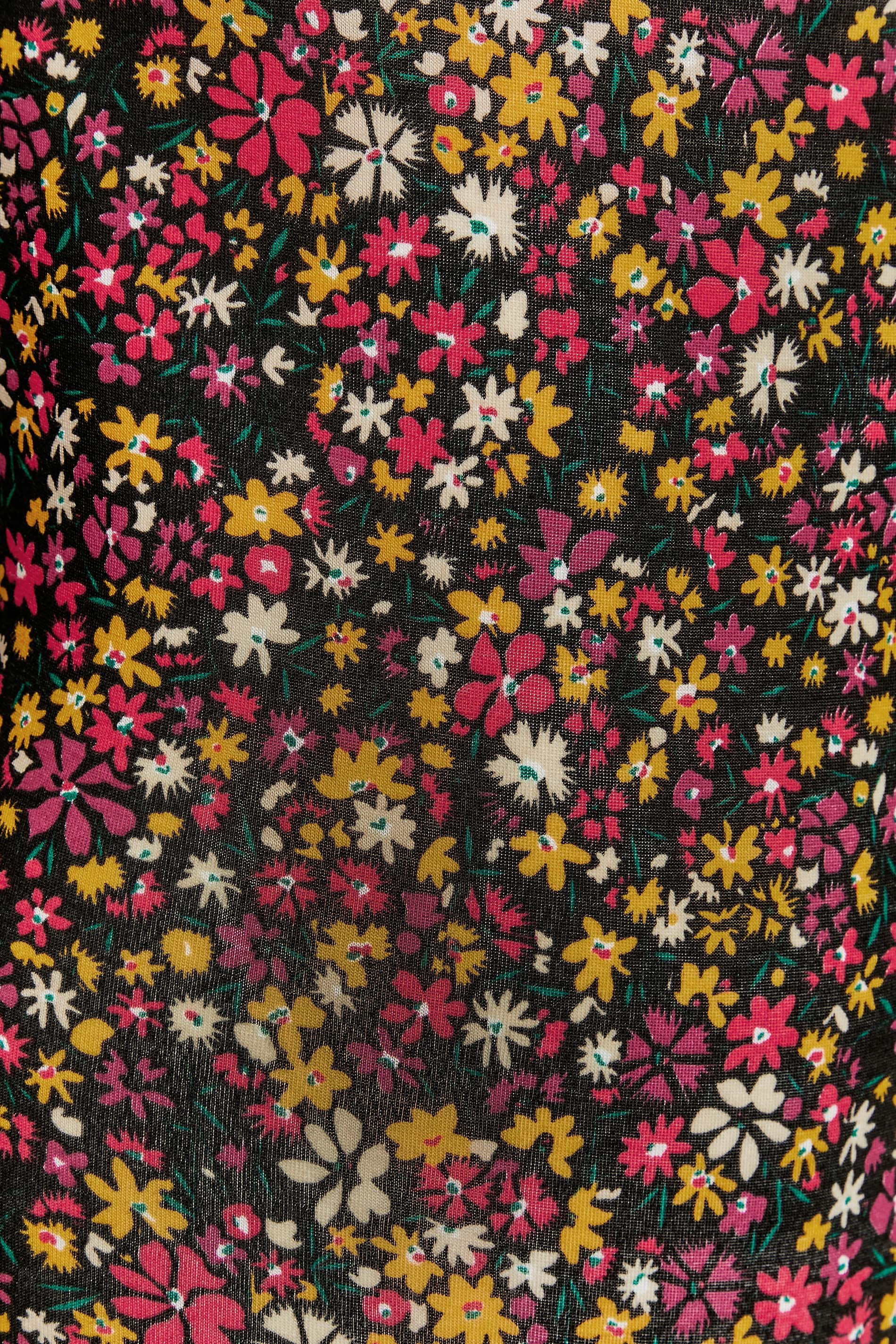 Petite Red & Yellow Ditsy Floral Print Bodysuit | PixieGirl 4