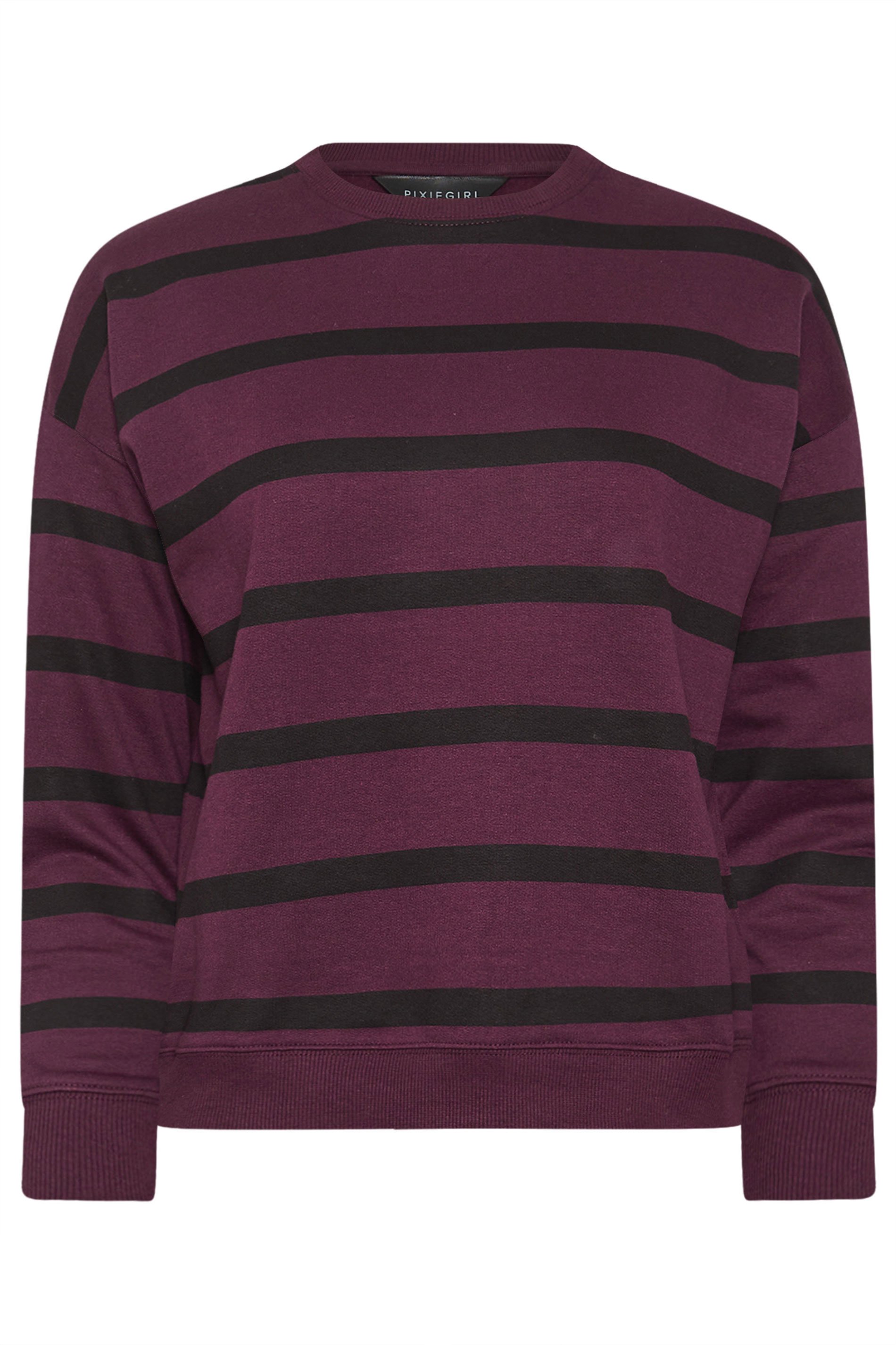 PixieGirl Petite Women's Burgundy Red Stripe Sweatshirt | PixieGirl 7