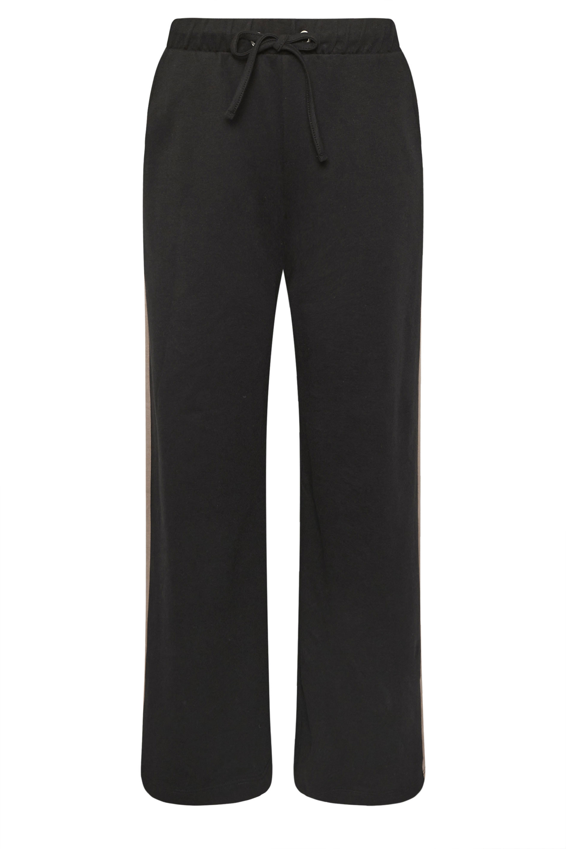 M&Co Petite Black & Brown Side Stripe Cotton Wide Leg Joggers | M&Co 6