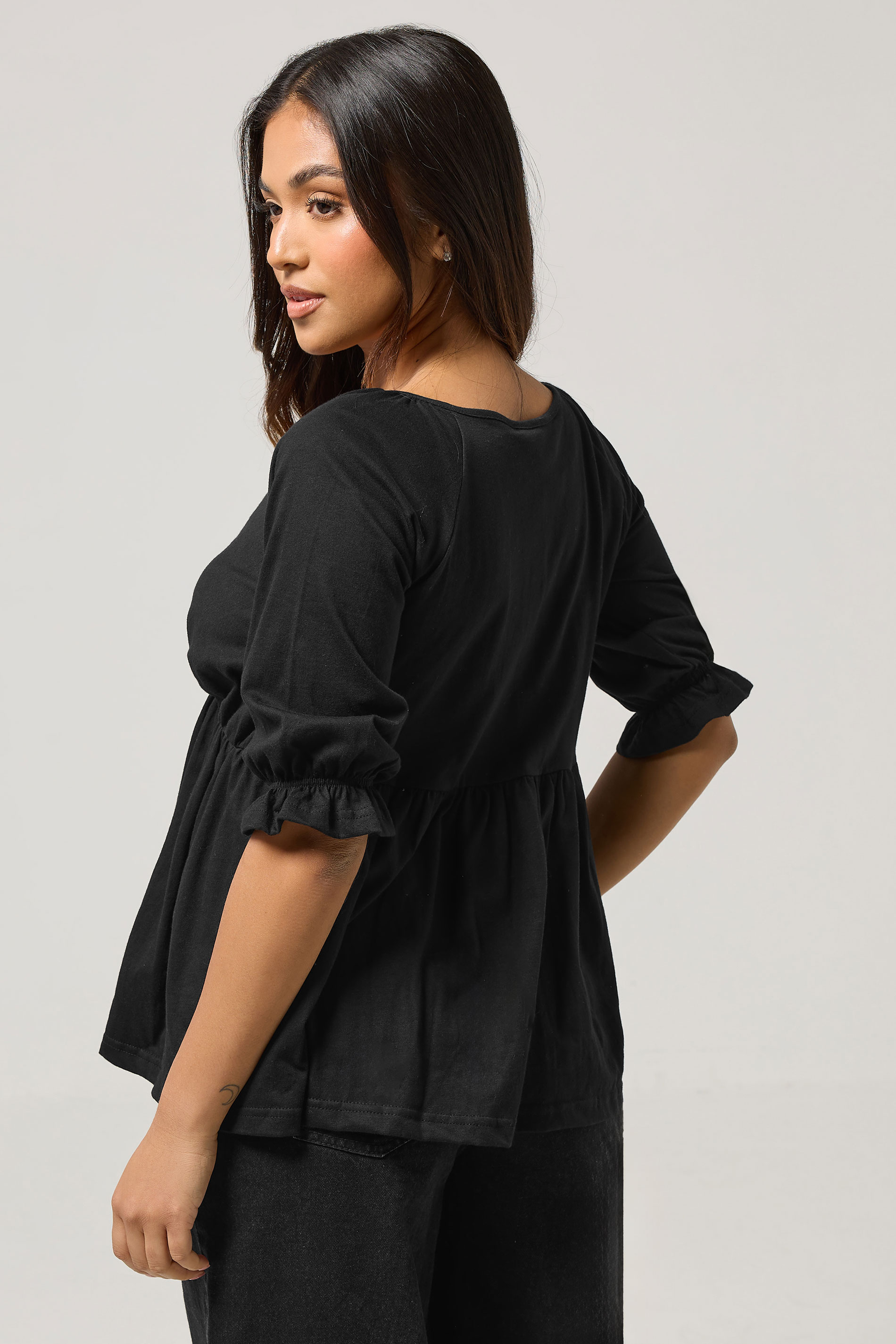PixieGirl Petite Women's Black Cotton Smock Top | PixieGirl 3