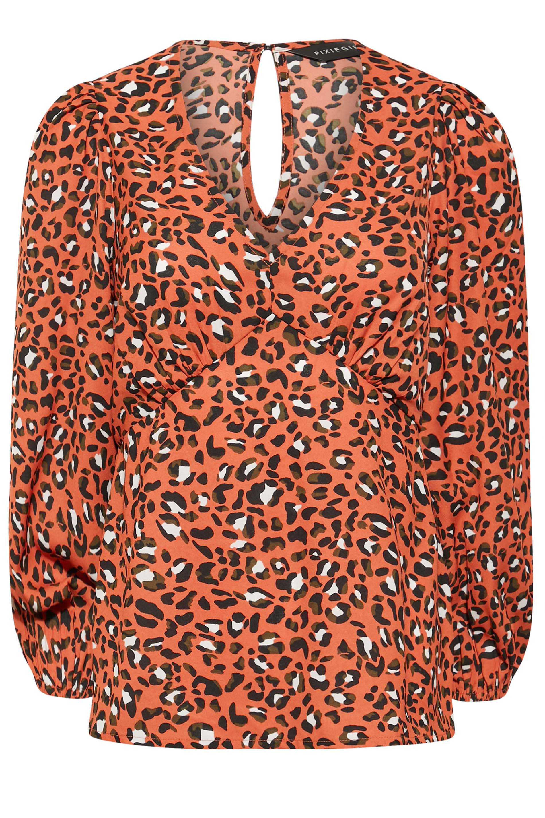 Petite Orange Leopard Print Tea Blouse | PixieGirl 6