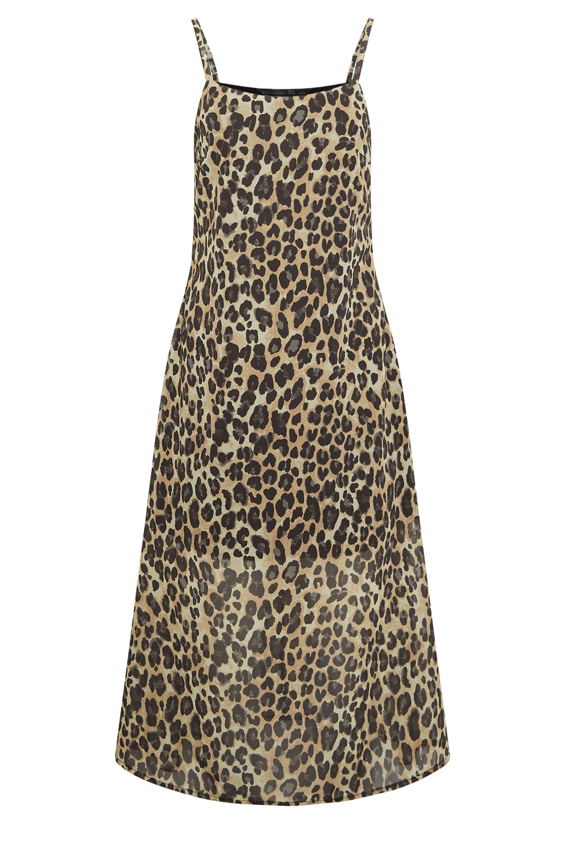 PixieGirl Petite Women's Natural Brown Leopard Midi Dress | PixieGirl 5
