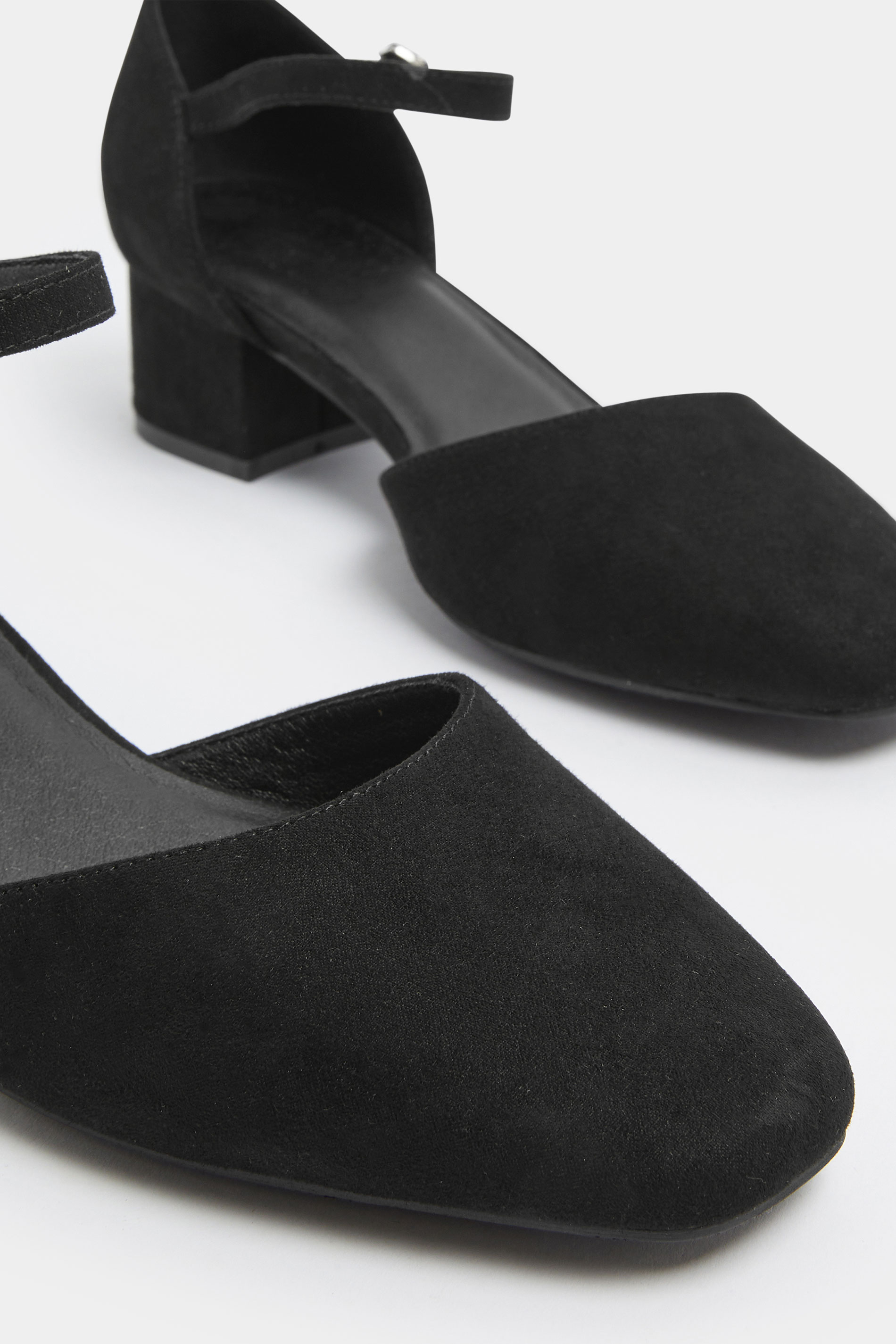 Black Square Toe Block Heels In Wide E & Extra Wide EEE Fit | Yours Clothing 5