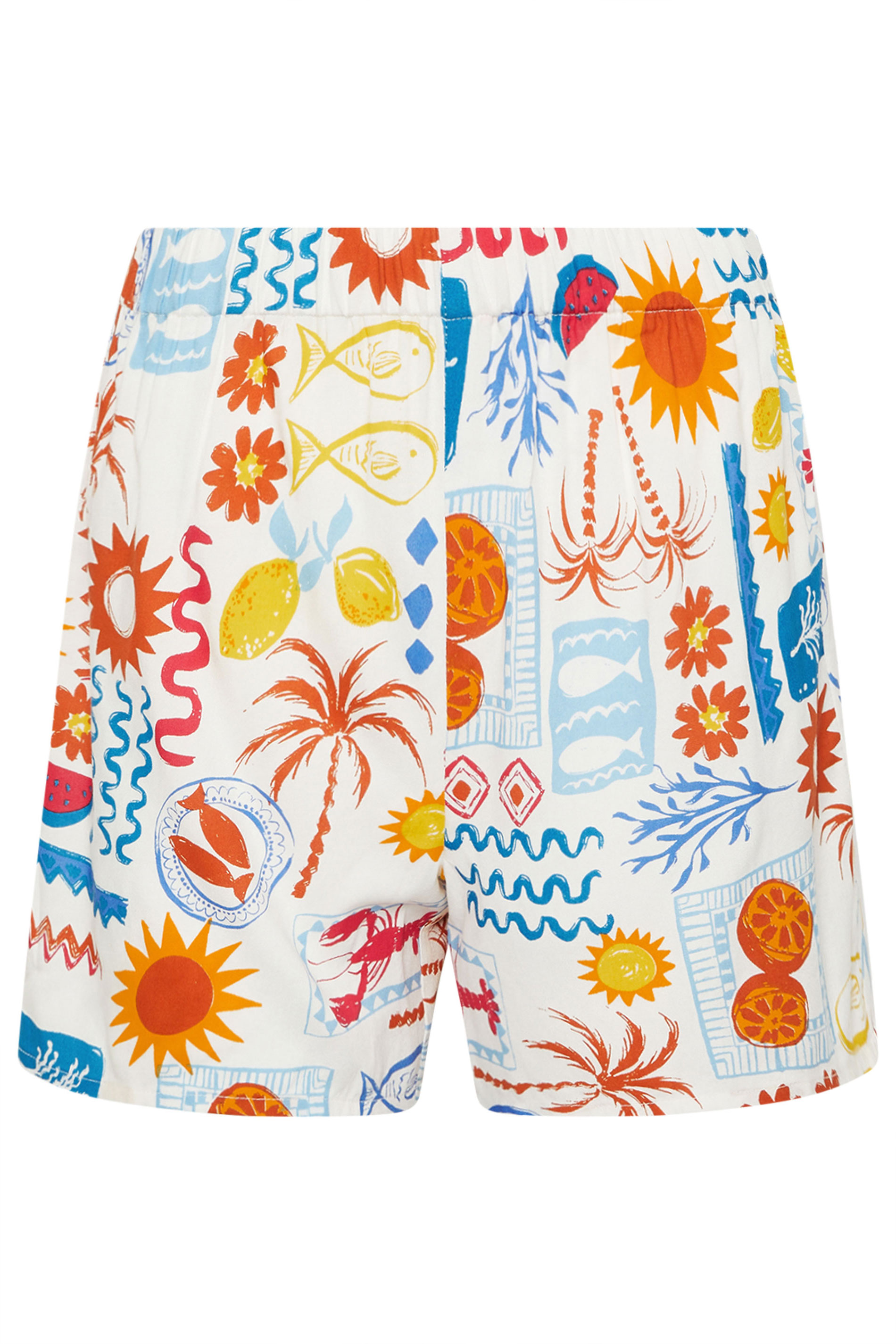 PixieGirl Petite Women's White Postcard Graphic Shorts | PixieGirl 6