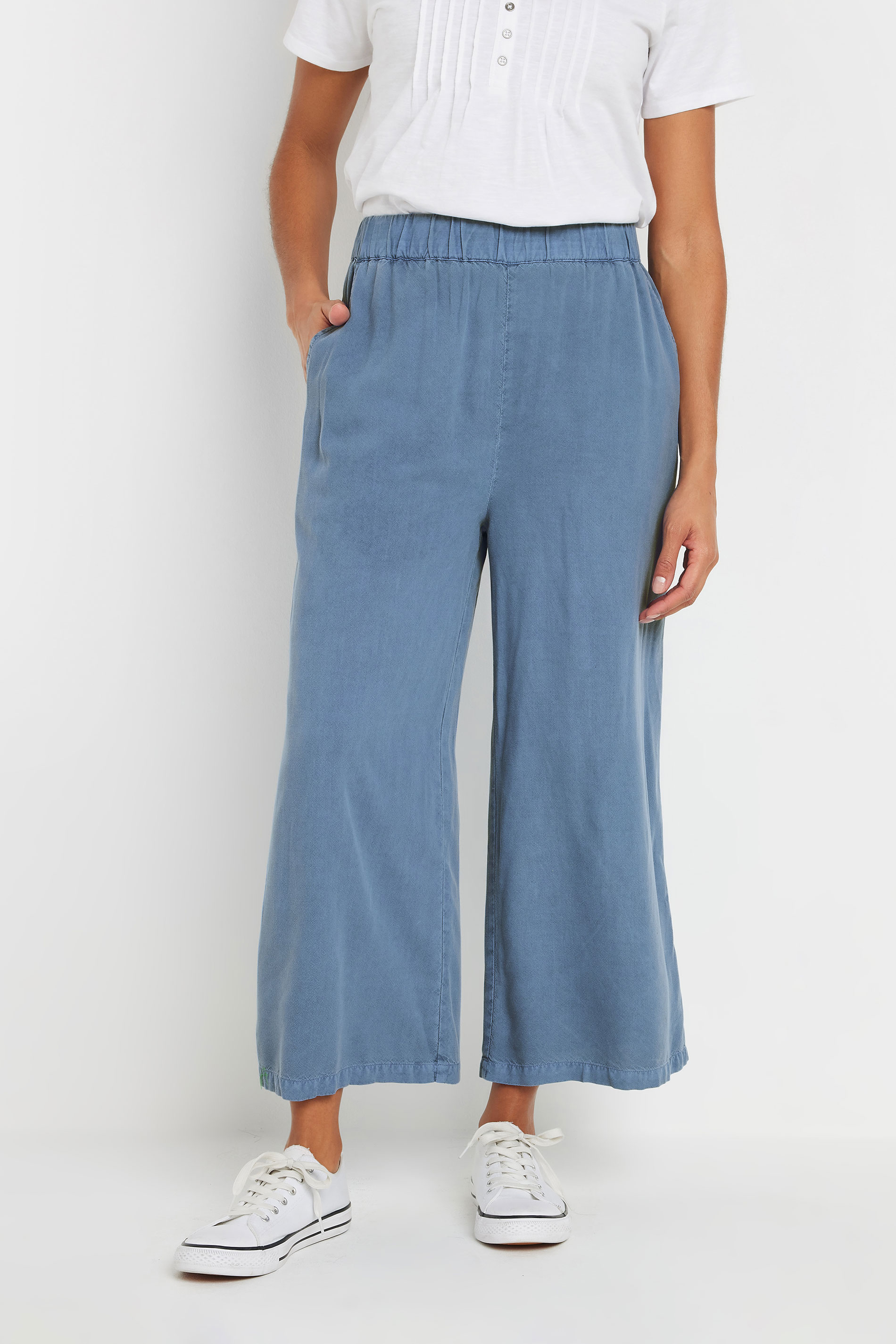 M&Co Blue Wide Leg Culottes | M&Co  1