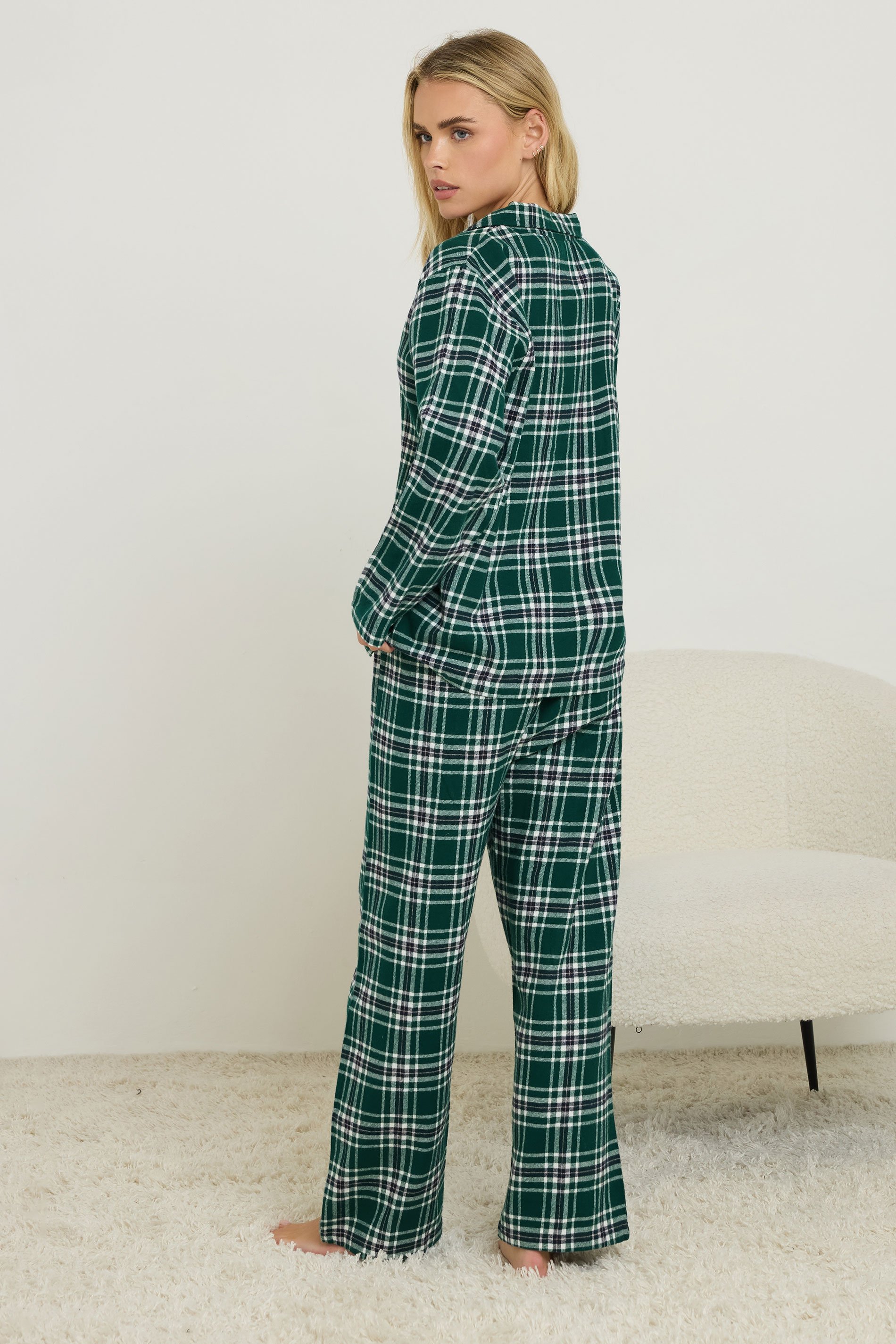 PixieGirl Petite Women's Green Cotton Check Pyjama Set | PixieGirl 5