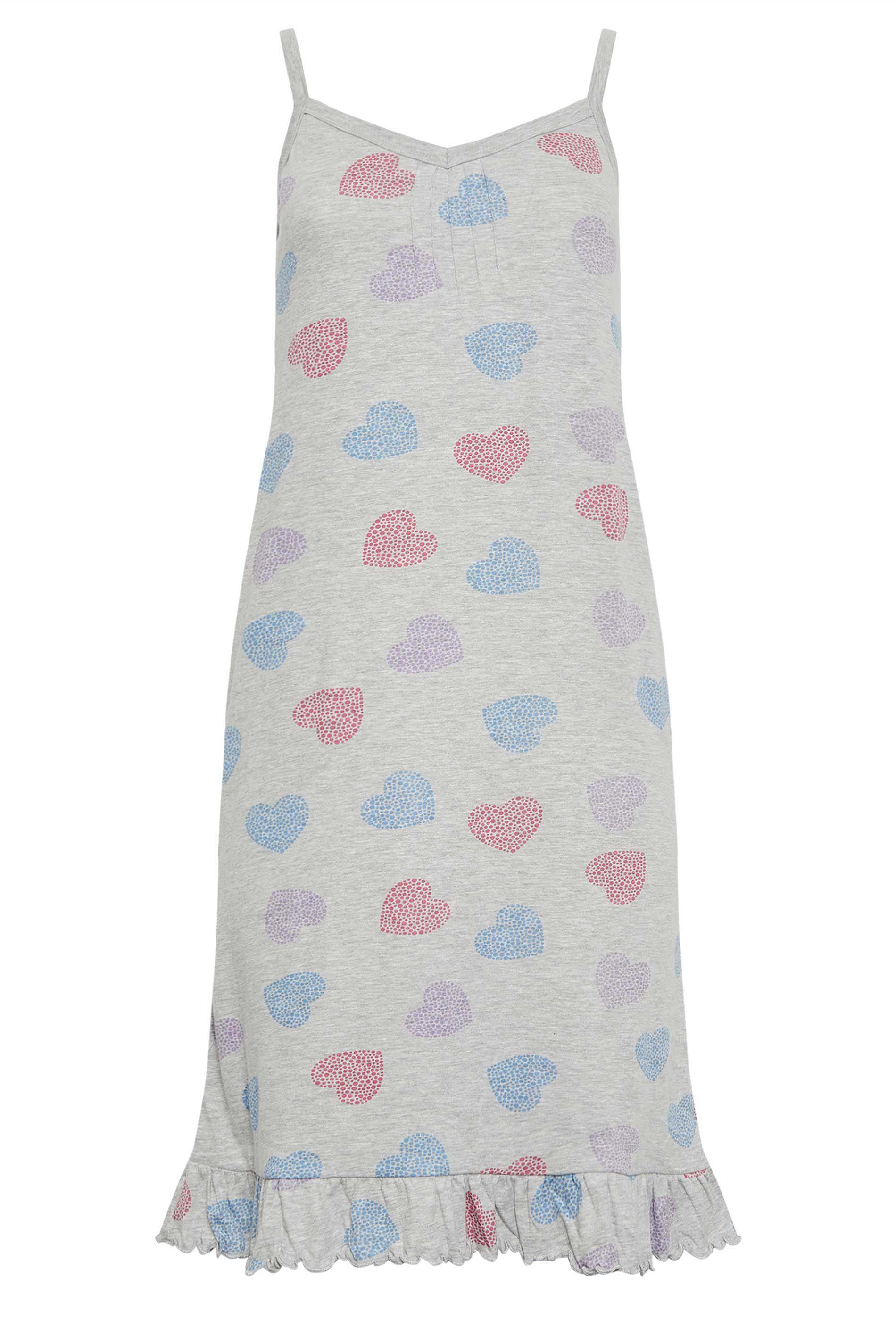Petite Grey Dotty Heart Print Chemise | PixieGirl  8