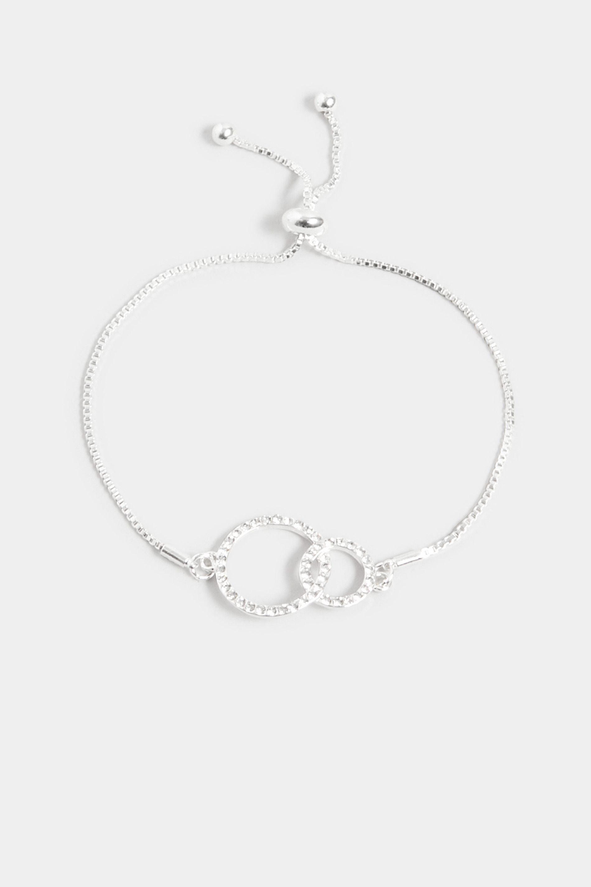 Silver Diamante Links Adjustable Bracelet | Yours Clothing 2