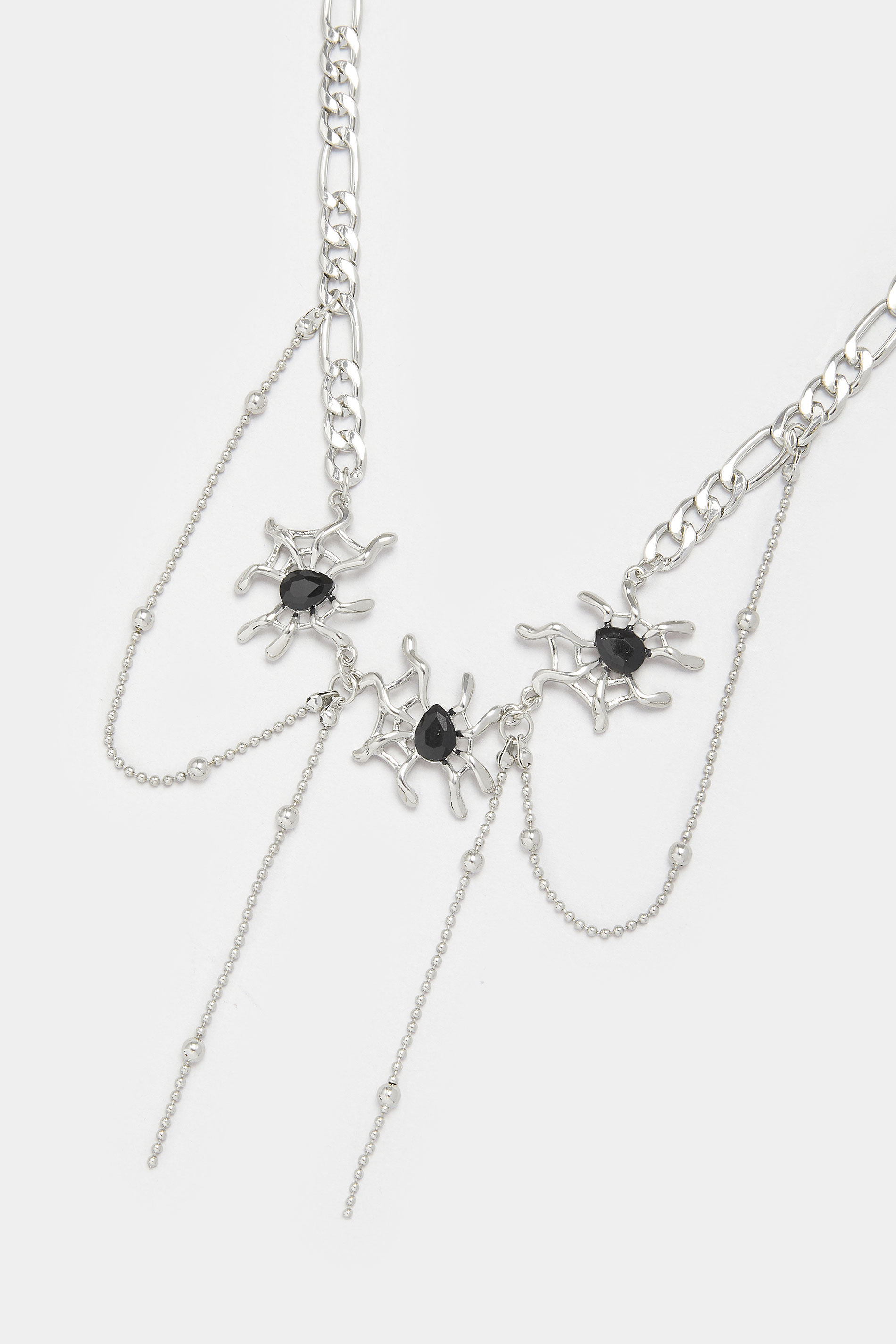 Silver Tone Halloween Novelty Spider Necklace | Yours Clothing 3