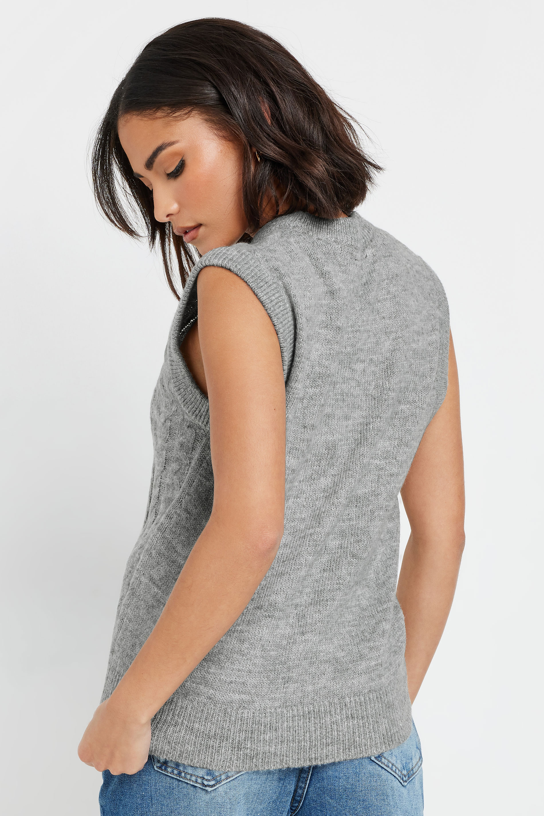 PixieGirl Petite Women's Grey Cable Knit Vest Top | PixieGirl 4