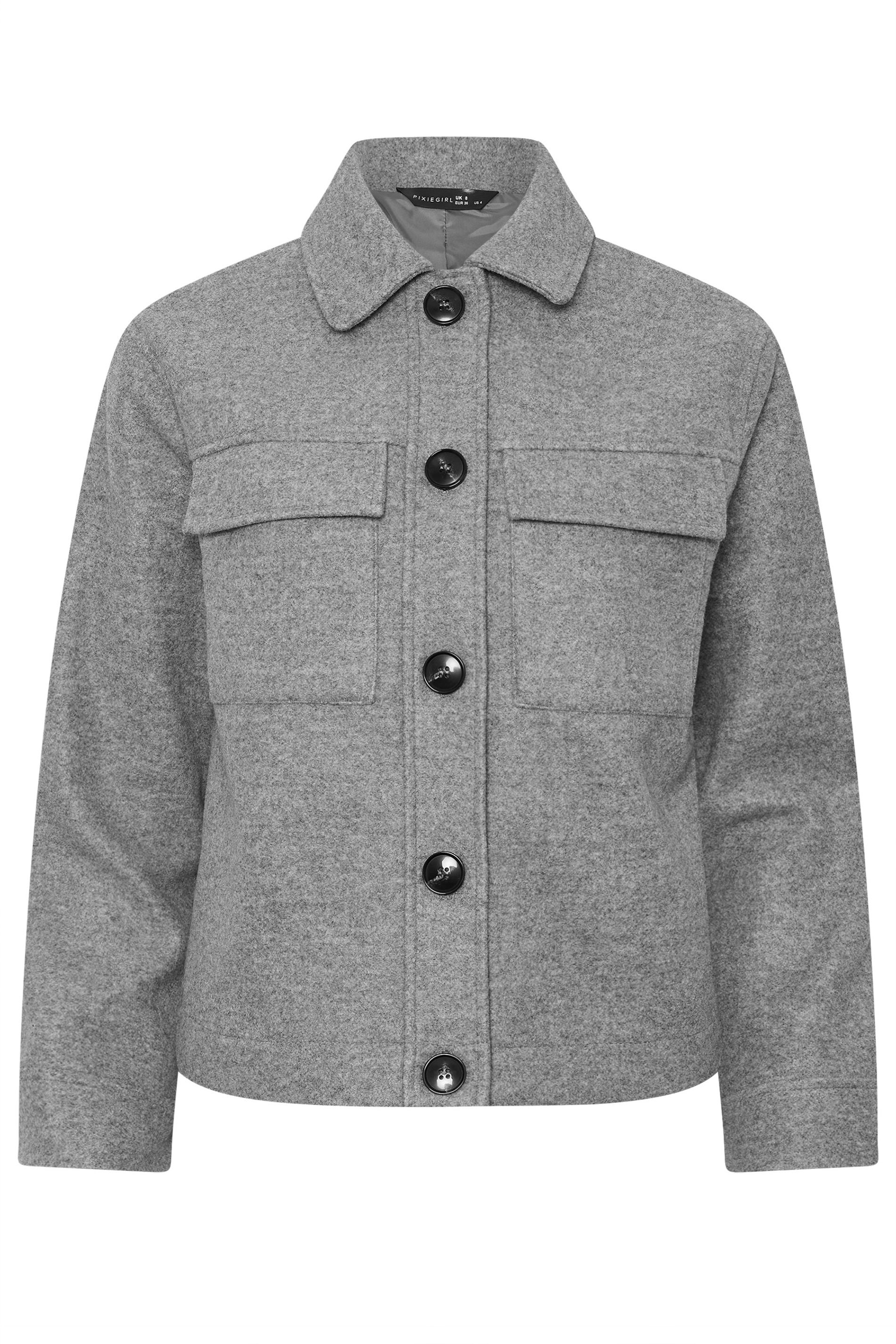 PixieGirl Petite Women's Grey Marl Brushed Jacket | PixieGirl 2
