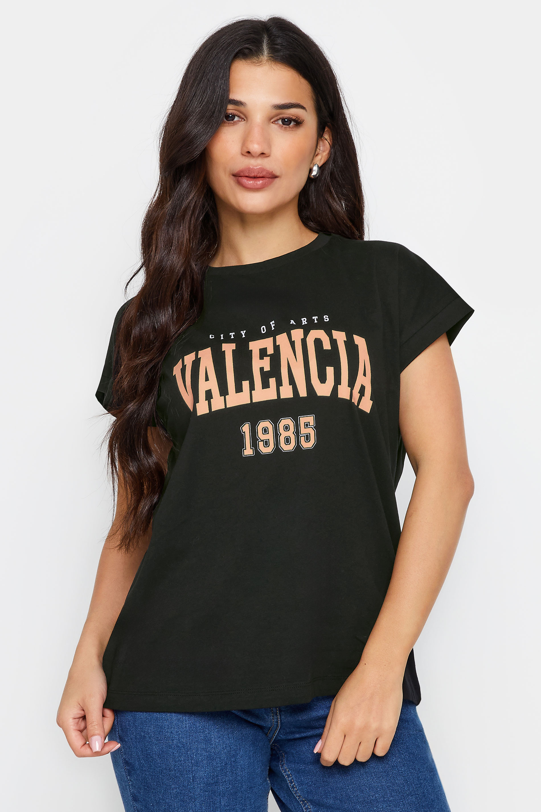 PixieGirl Petite Women's Black 'Valencia' Slogan Short Sleeve T-Shirt | PixieGirl 1