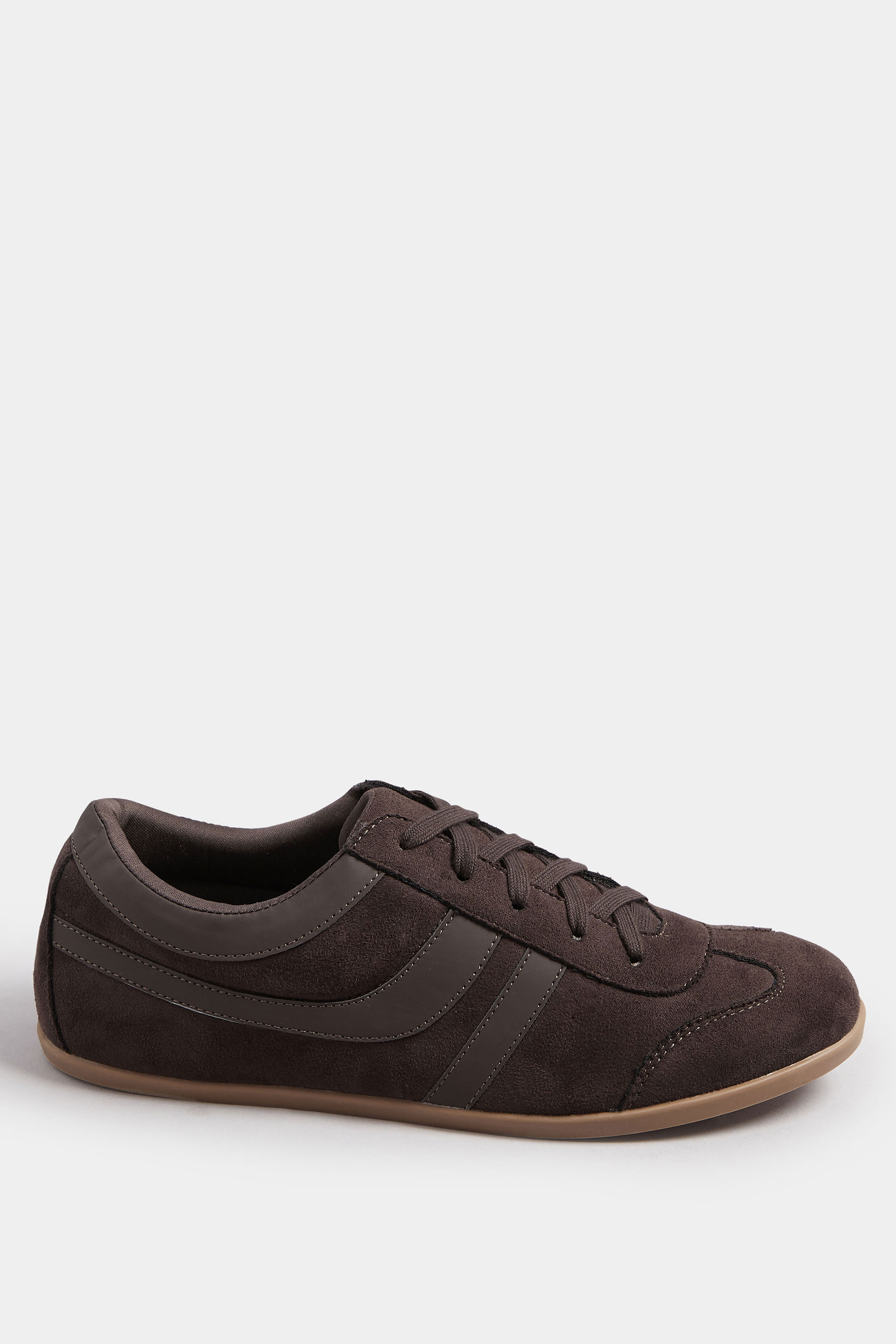 Brown Low Retro Stripe Trainers In Extra Wide EEE Fit | Yours Clothing 3