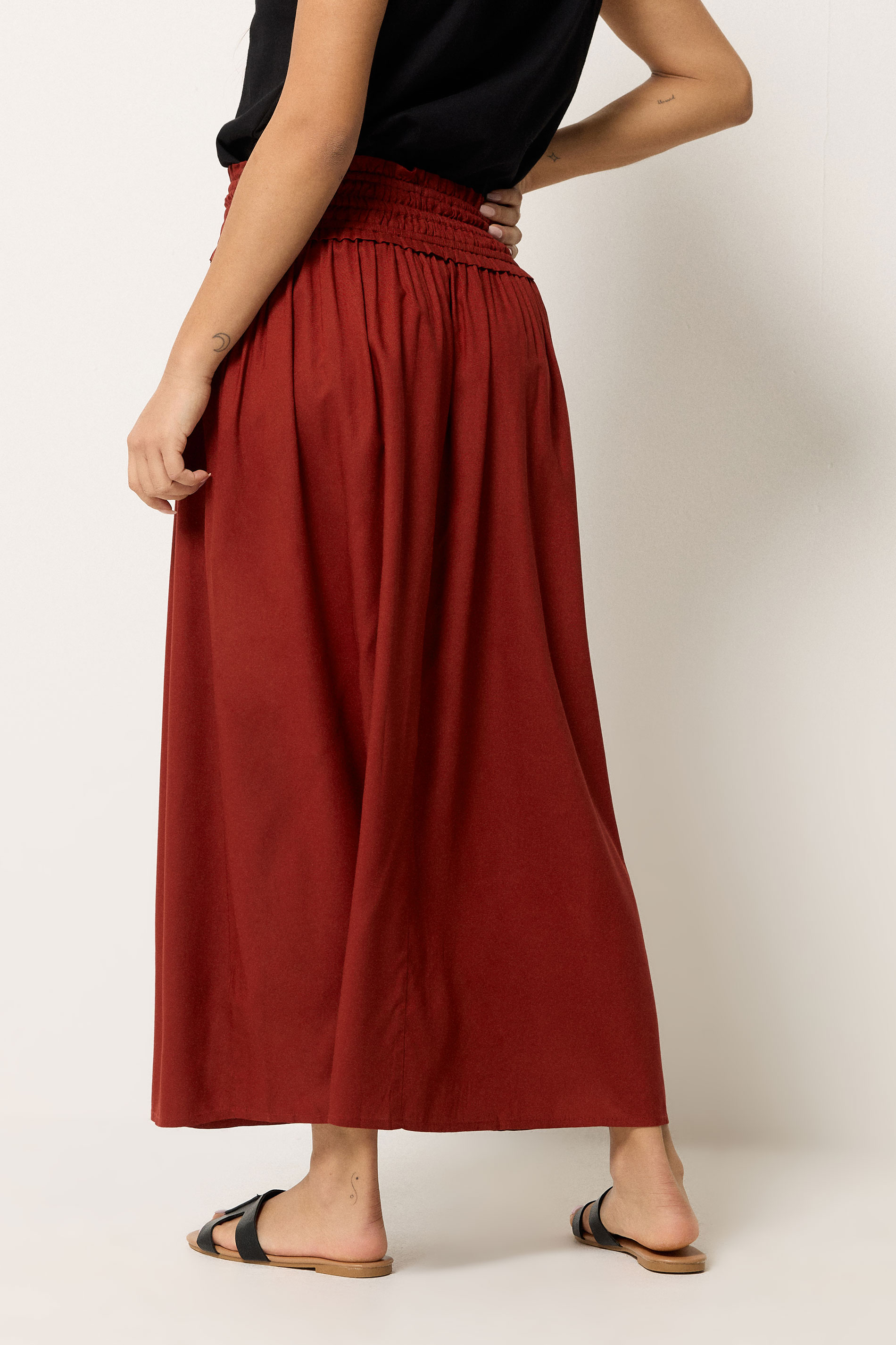 PixieGirl Petite Women's Burgundy Red Tie Waist Maxi Skirt | PixieGirl 4