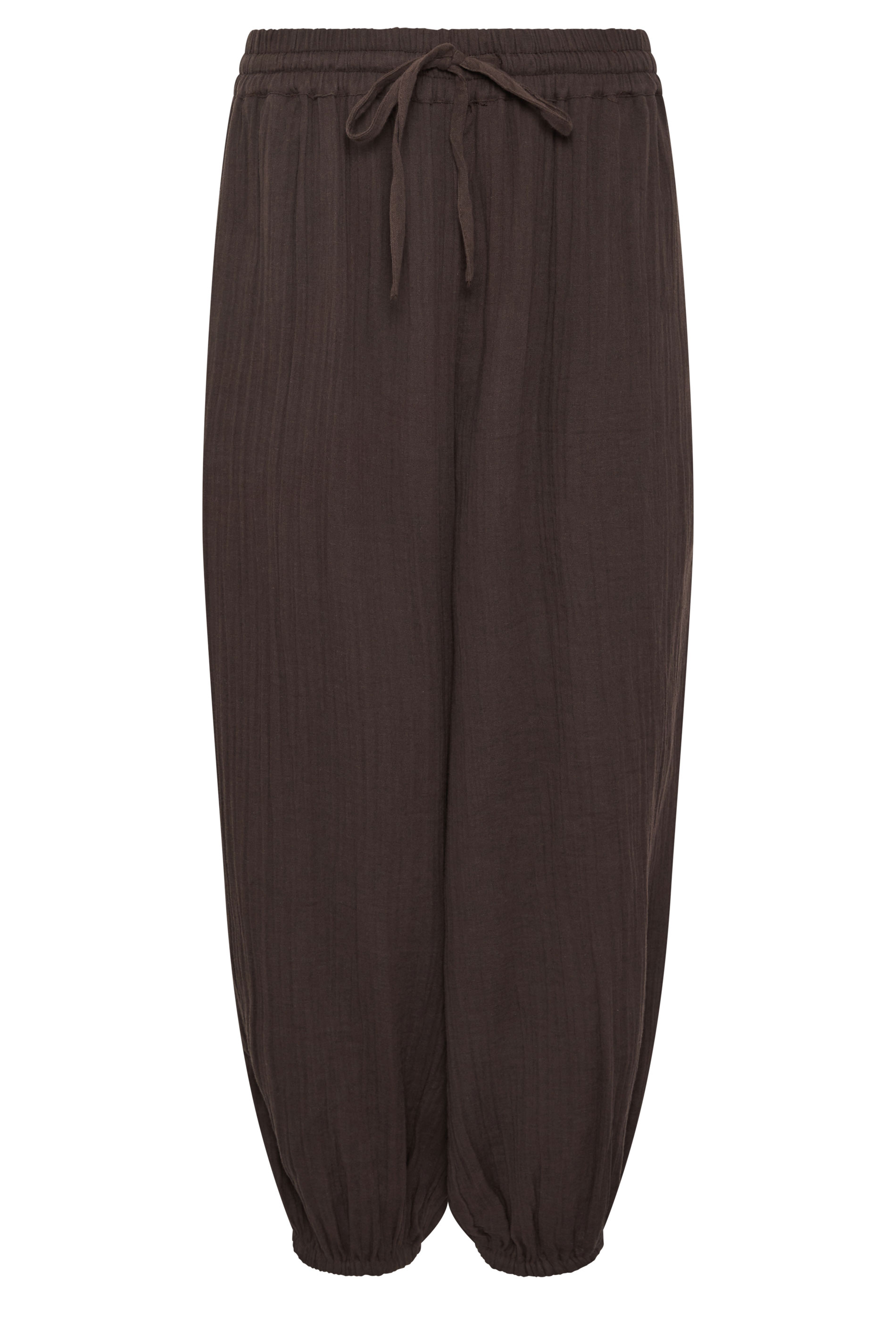 PixieGirl Petite Women's Chocolate Brown Cheesecloth Cotton Balloon Trousers | PixieGirl 6