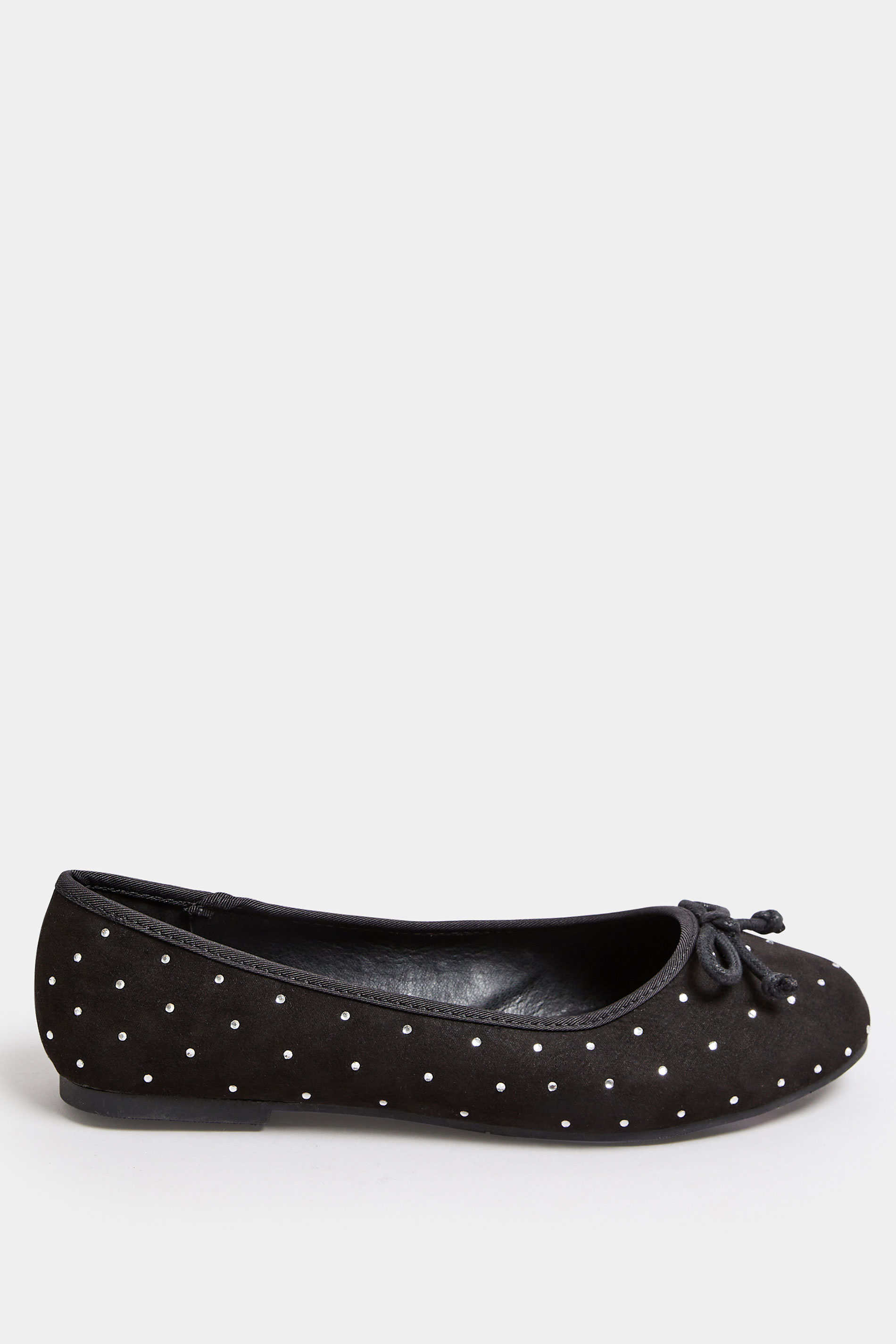 Diamante Detail Ballet Pumps In Extra Wide EEE Fit 3