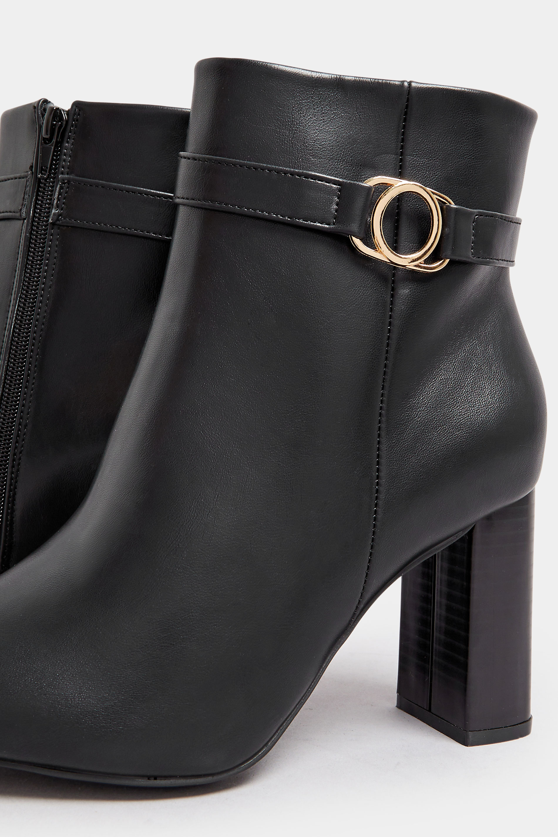 Black Faux Leather Buckle Detail Ankle Boots In Extra Wide EEE Fit | Yours Clothing  6