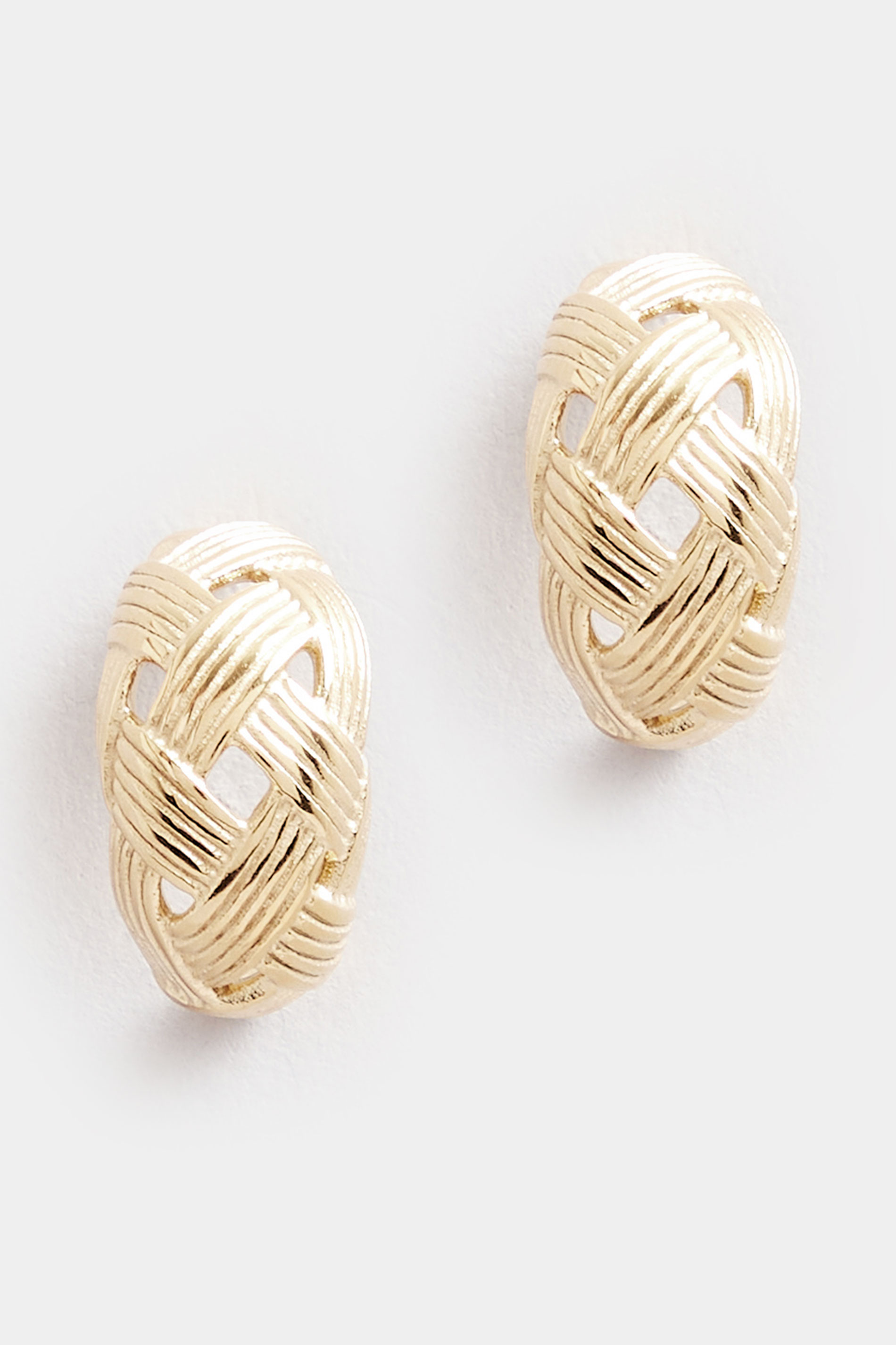 Gold Tone Stainless Steel Lattice Earrings | Yours Clothing 2