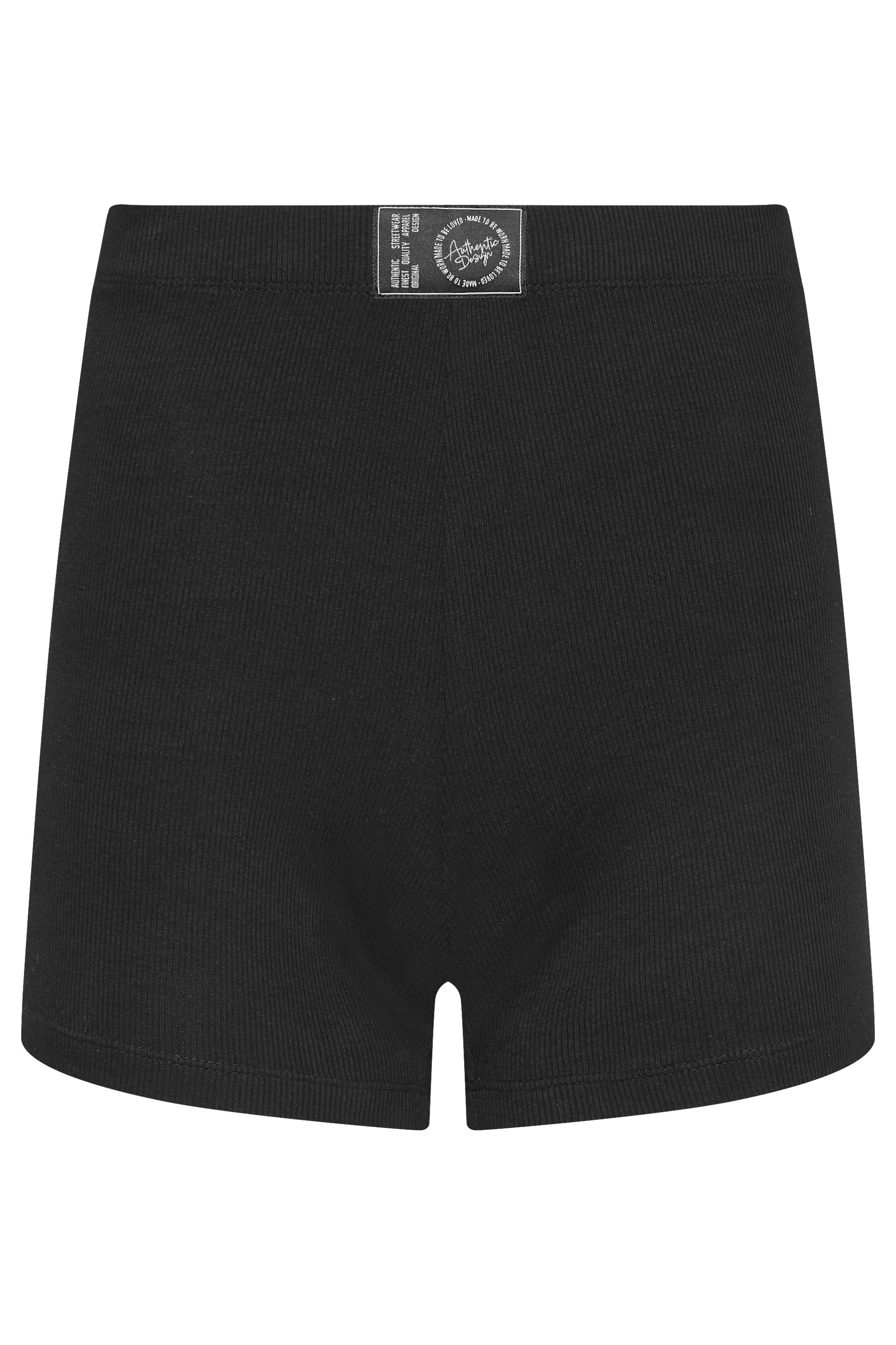 PixieGirl Petite Women's Black Badge Detail Ribbed Shorts | PixieGirl 7
