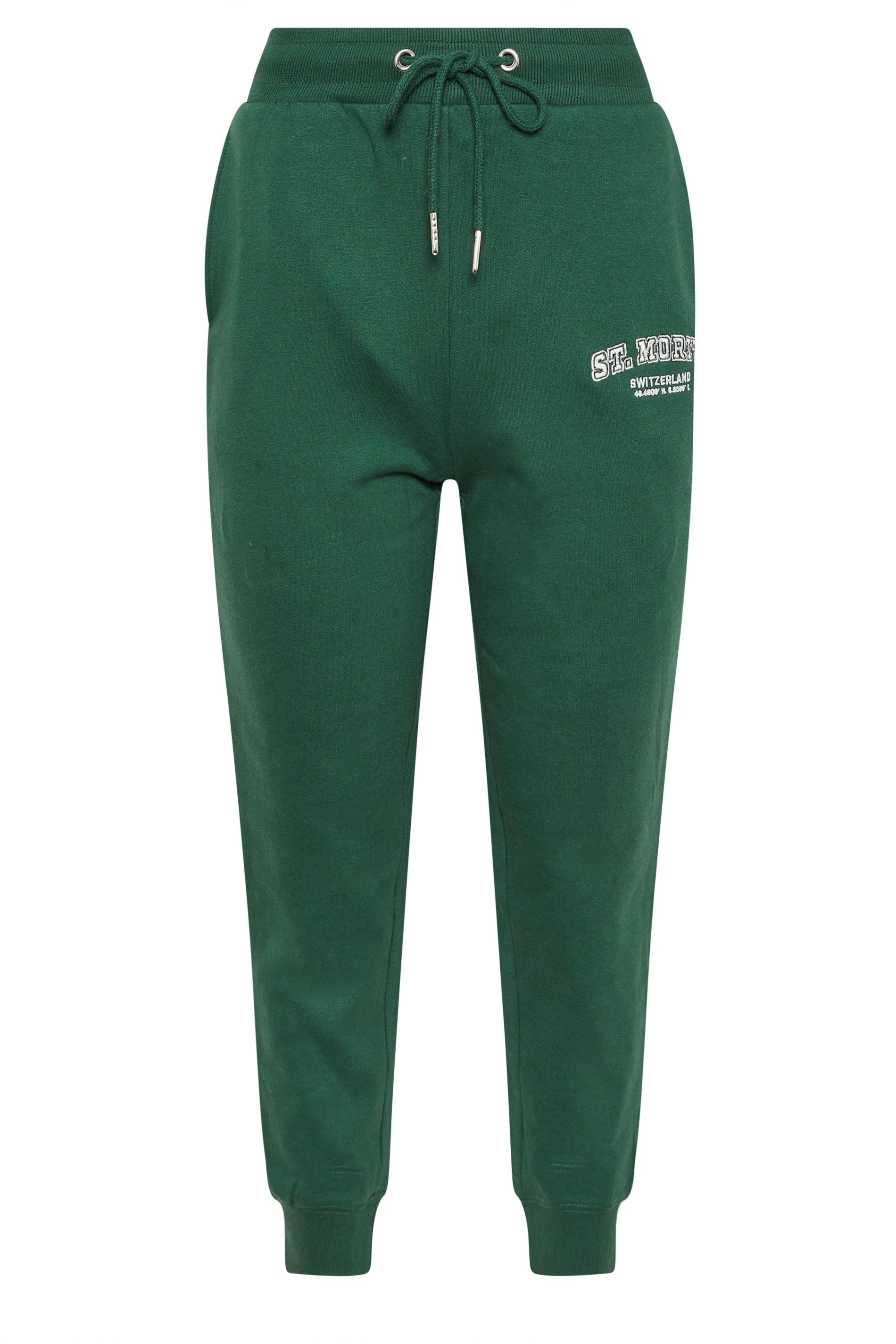 PixieGirl Petite Women's Green St Moritz Slogan Jogger | PixieGirl 5
