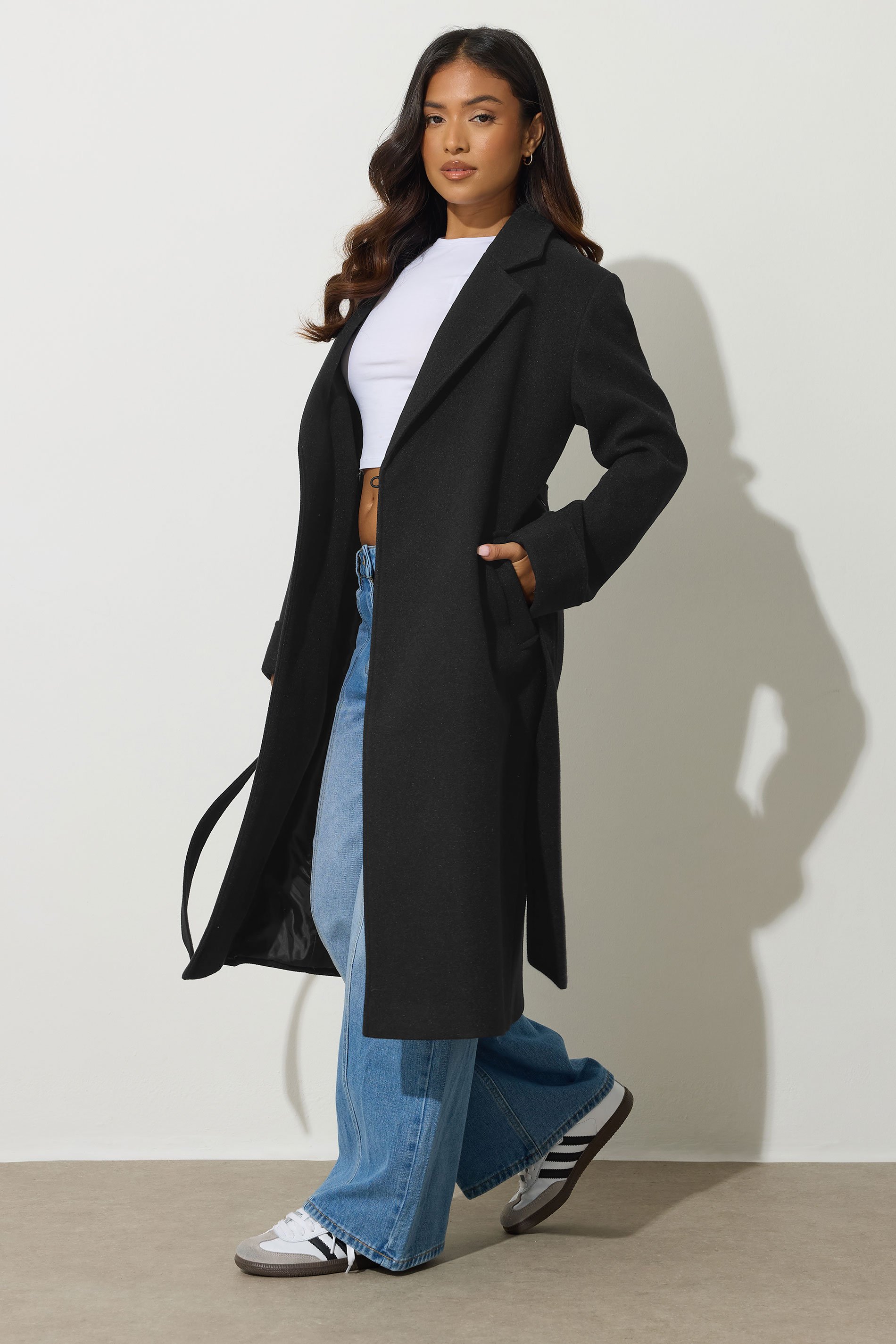 PixieGirl Petite Women's Black Wrap Belt Coat | PixieGirl 3