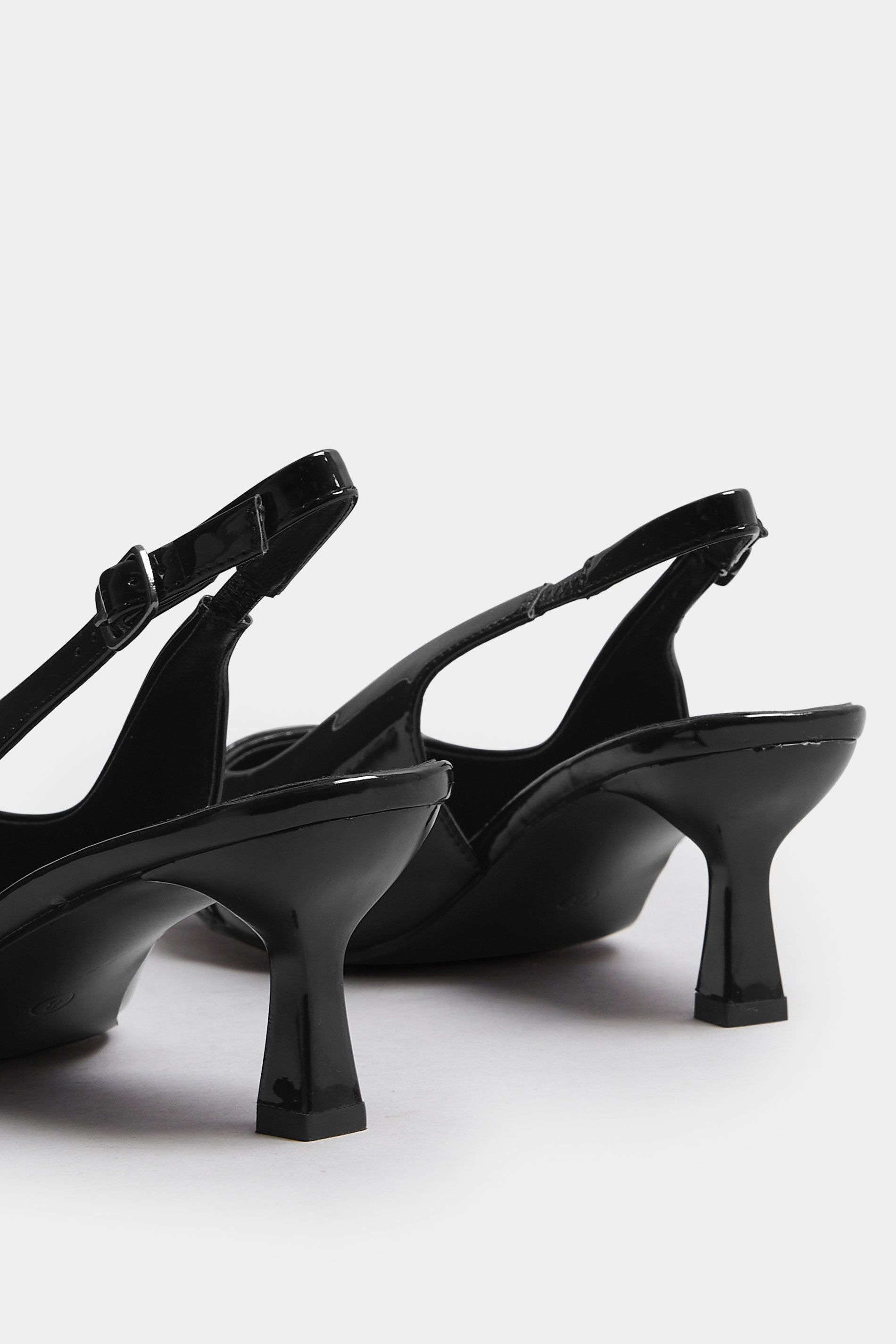 Black Buckle Slingback Court Shoes In Extra Wide EEE Fit | Yours Clothing 4