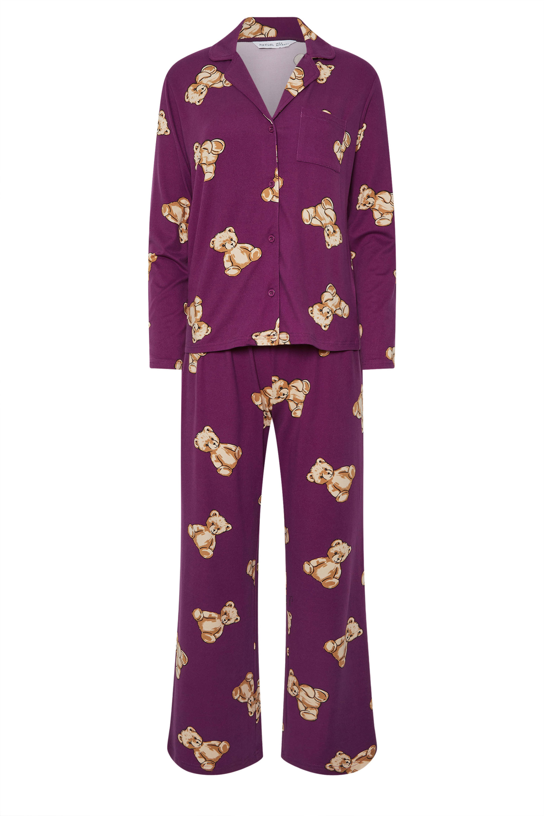 PixieGirl Petite Women's Burgundy Red Soft Touch Teddy Pyjama Set | PixieGirl 6