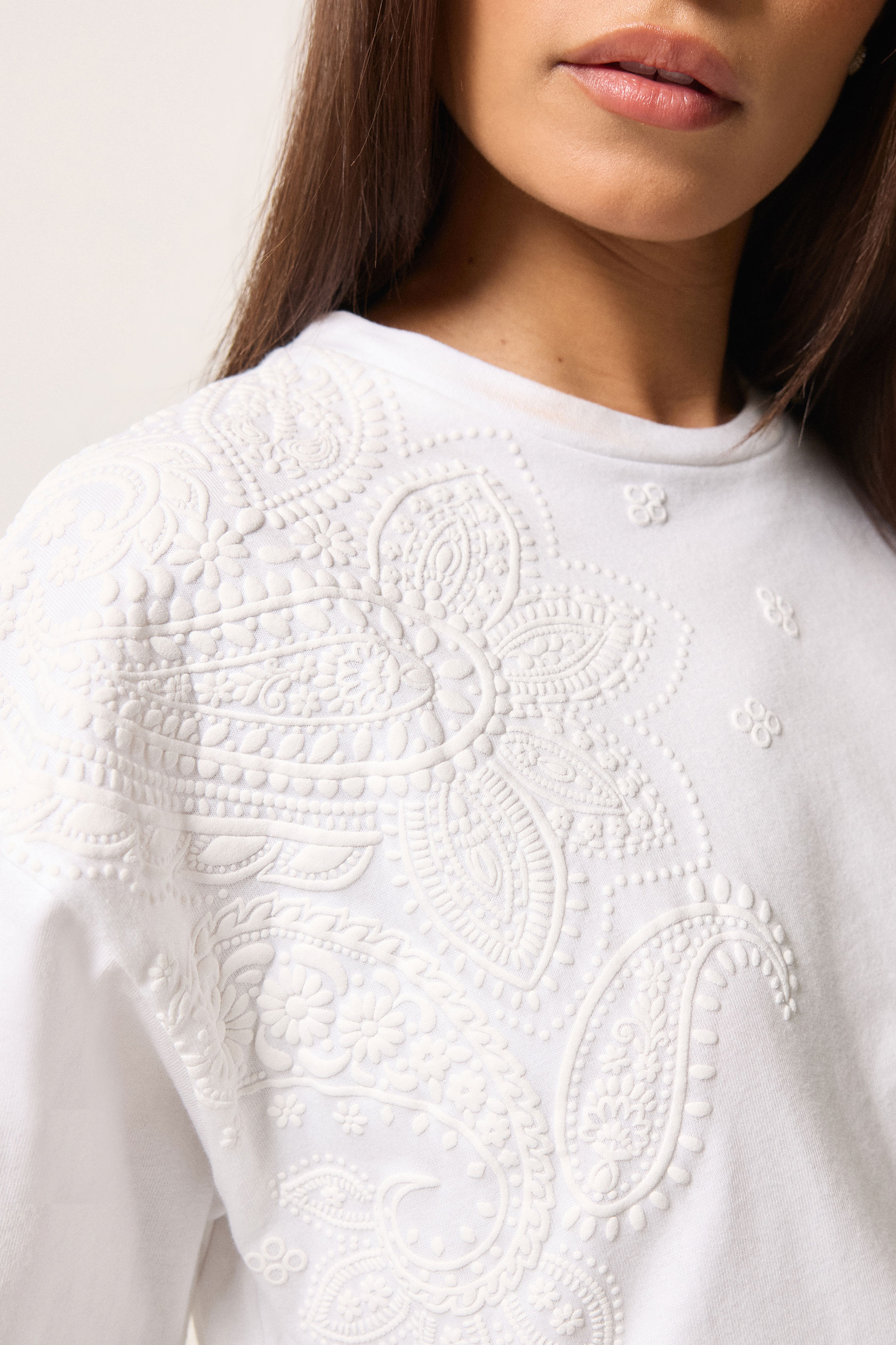 PixieGirl Petite Women's White Paisley Cotton T-Shirt | PixieGirl 5