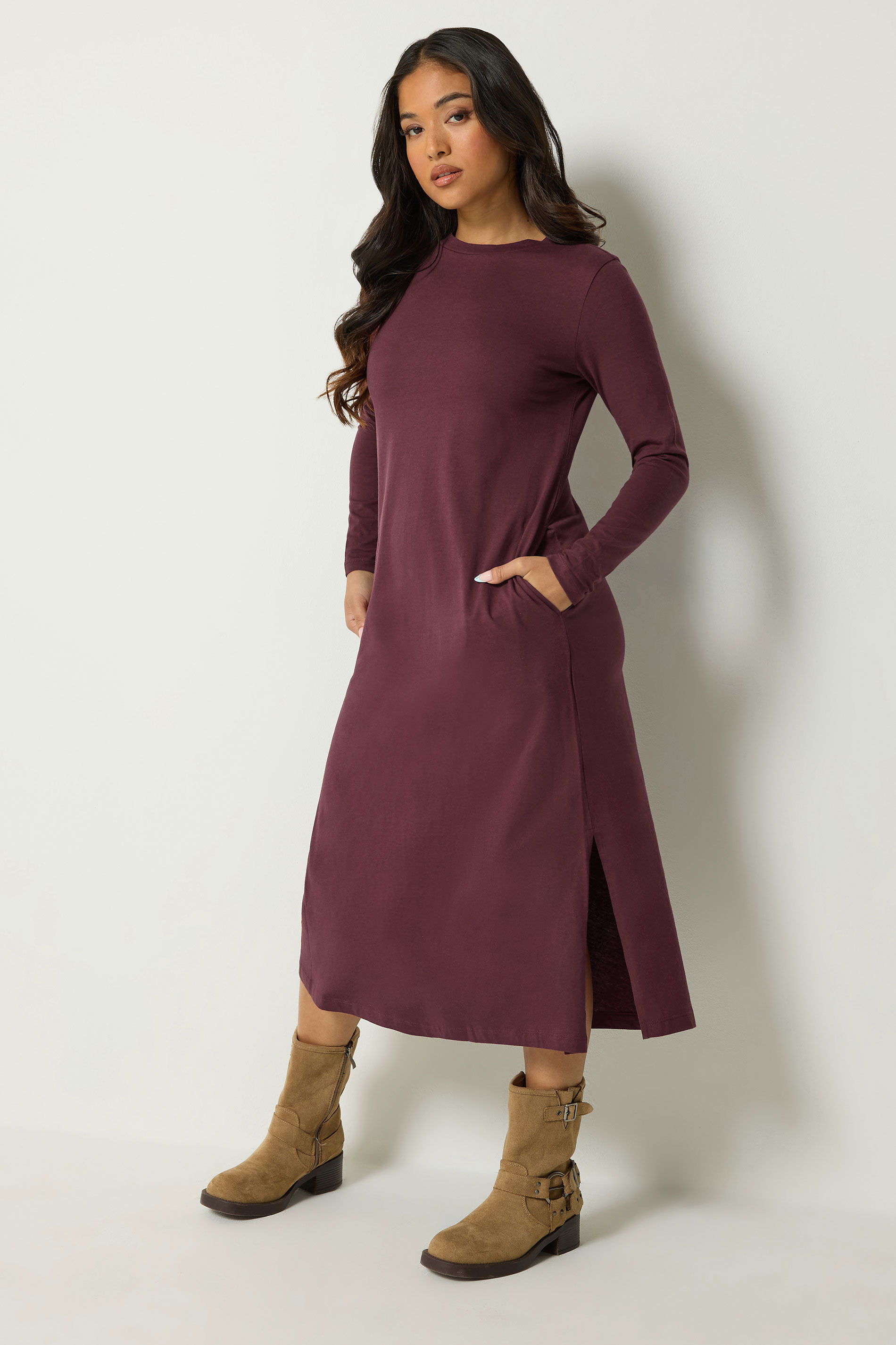 Pixiegirl Women's Red Petite Burgundy Long Sleeve Maxi Dress Size 14