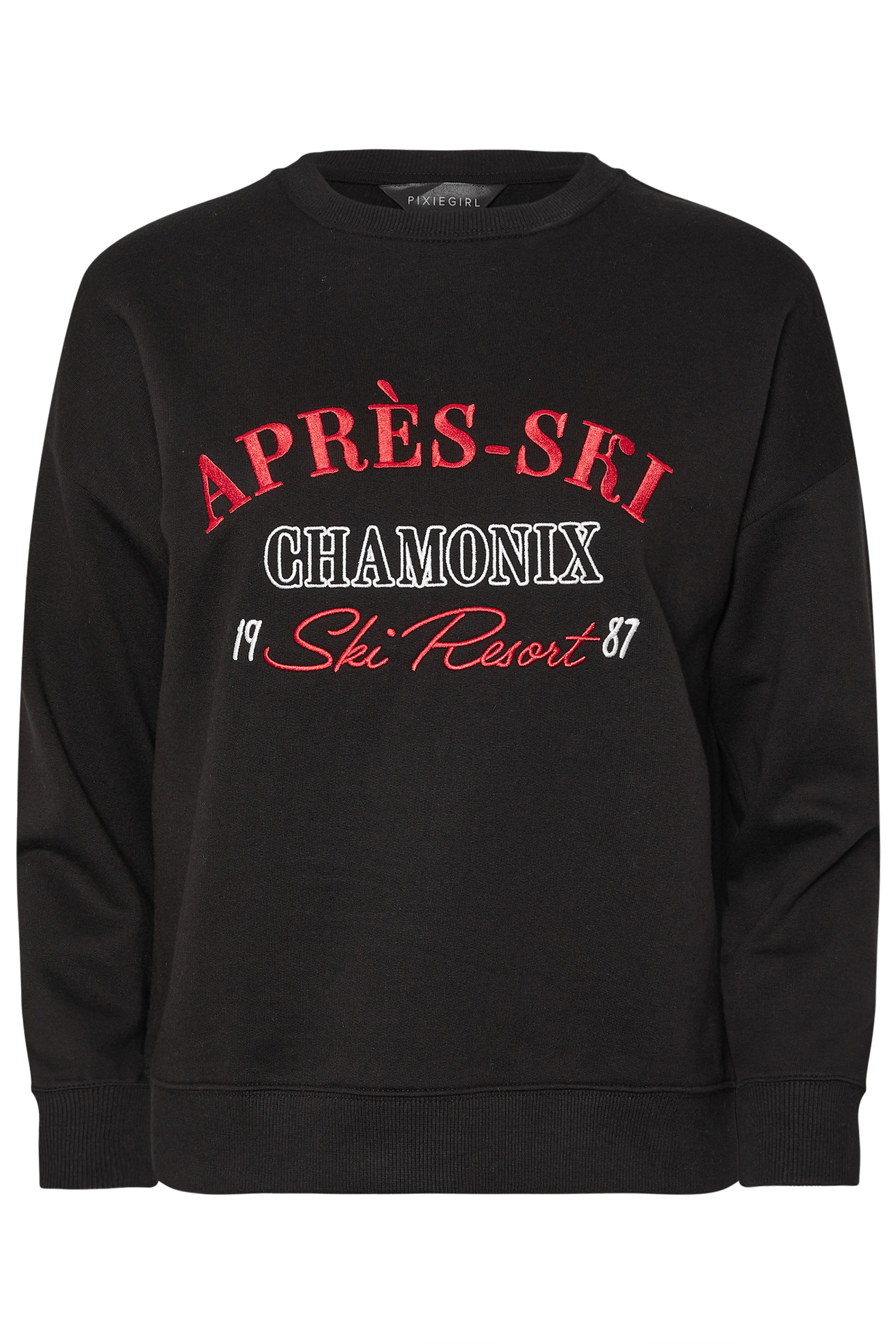 PixieGirl Petite Women's Black 'Apres Ski' Slogan Sweatshirt | PixieGirl 7