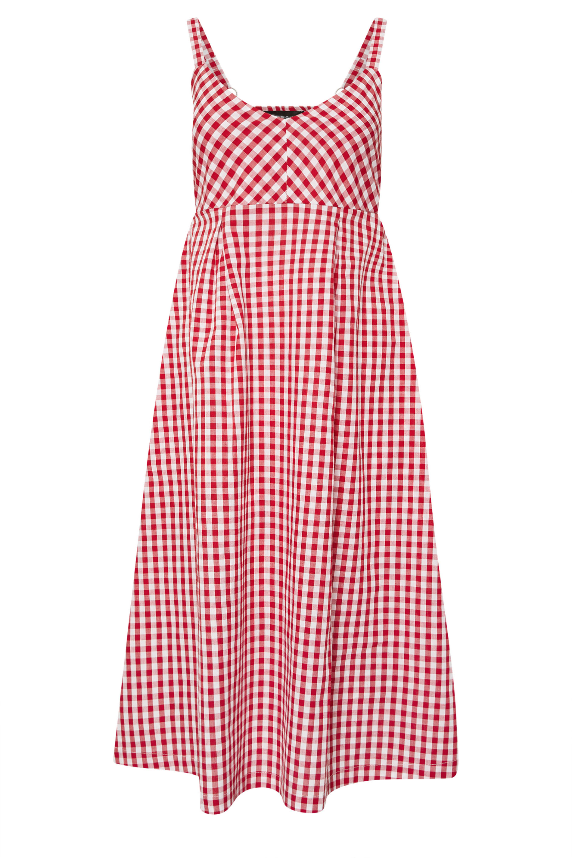 PixieGirl Petite Women's Red Gingham Strappy Midi Dress | PixieGirl 5
