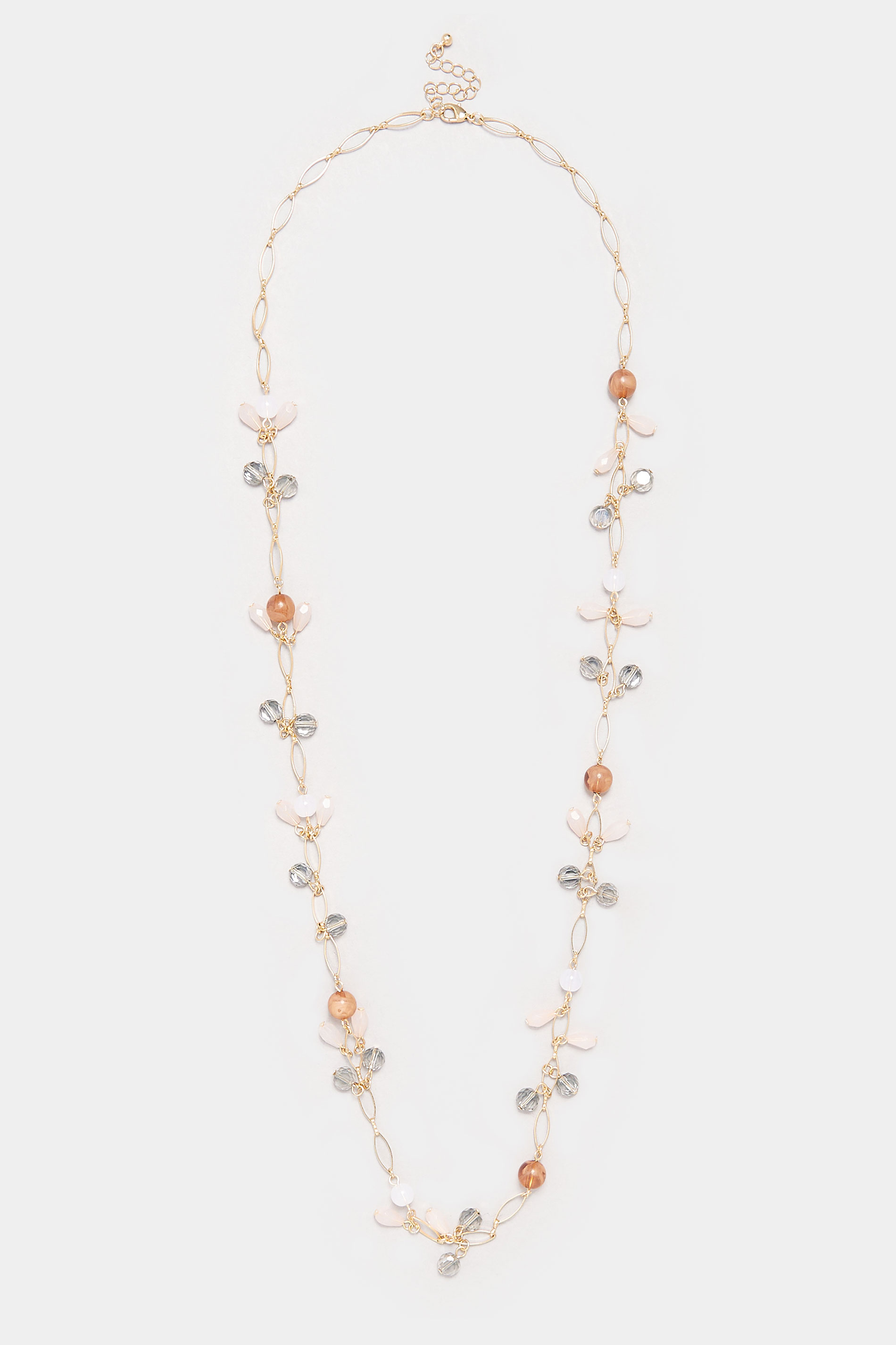 Gold Tone Beaded Long Necklace | Yours Clothing 2