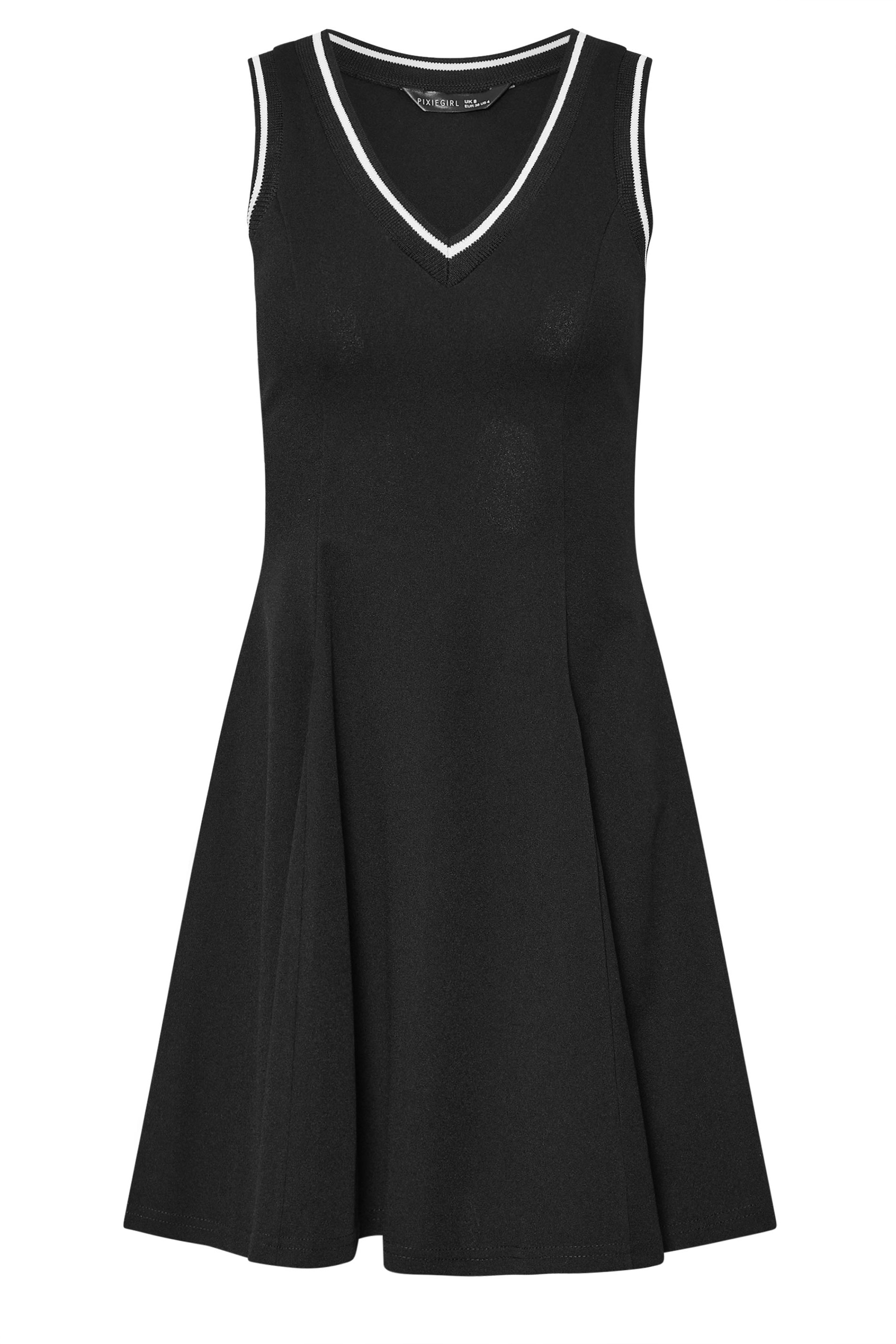 PixieGirl Petite Women's Black Contrast Trim Sports Mini Dress | PixieGirl 5