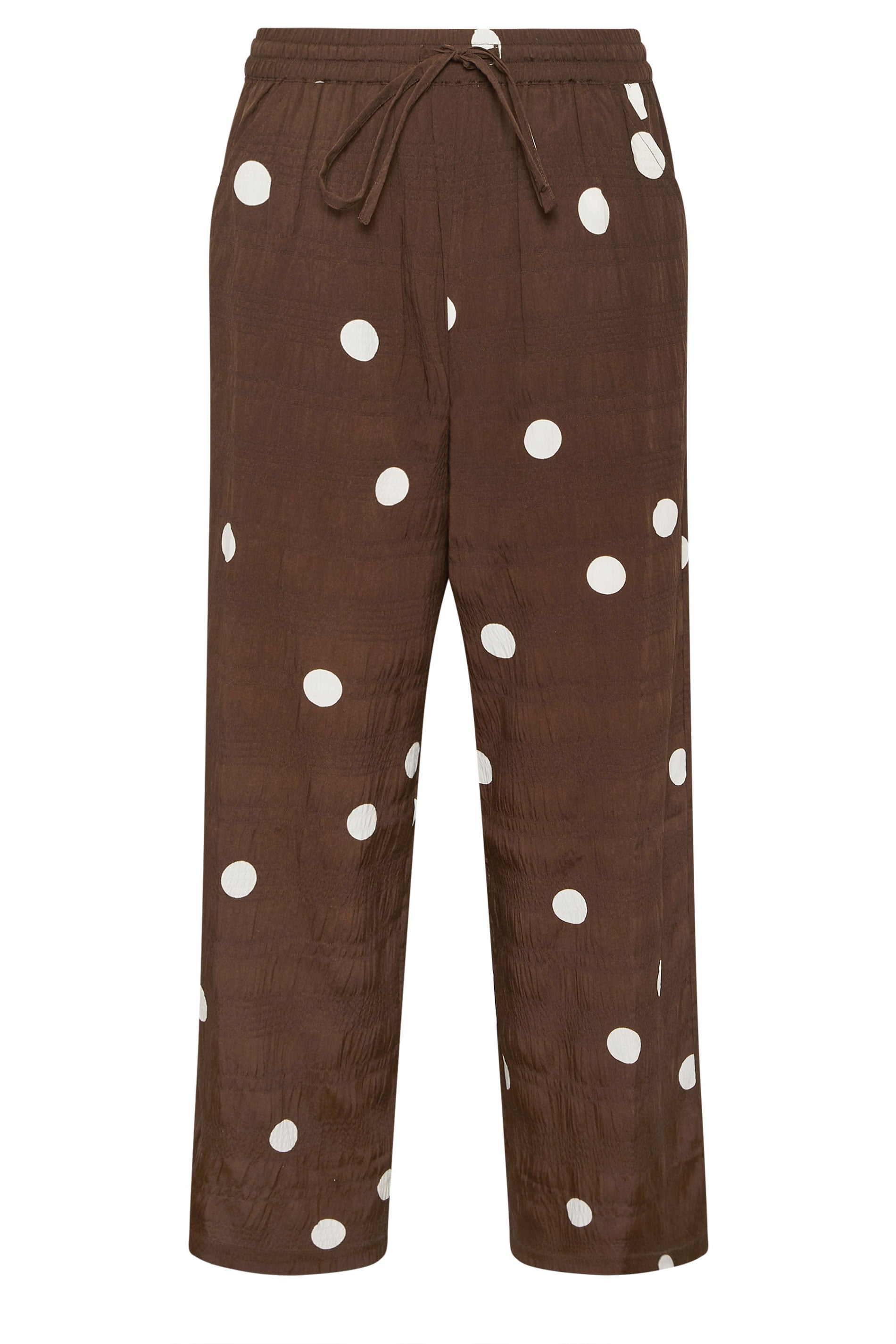 PixieGirl Petite Women's Chocolate Brown Polka Dot Wide Leg Trousers | PixieGirl  6