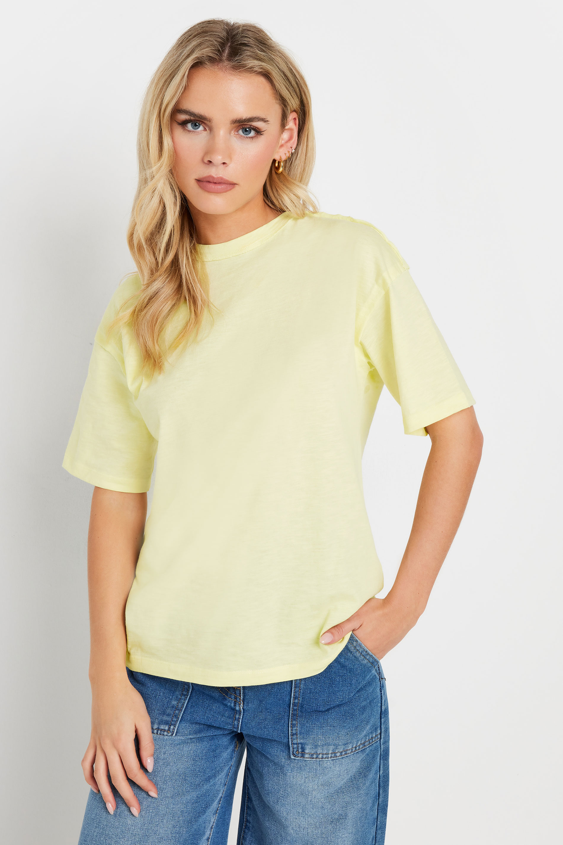 PixieGirl Petite Women's 2 PACK Grey & Yellow Seam Detail T-Shirt | PixieGirl 2