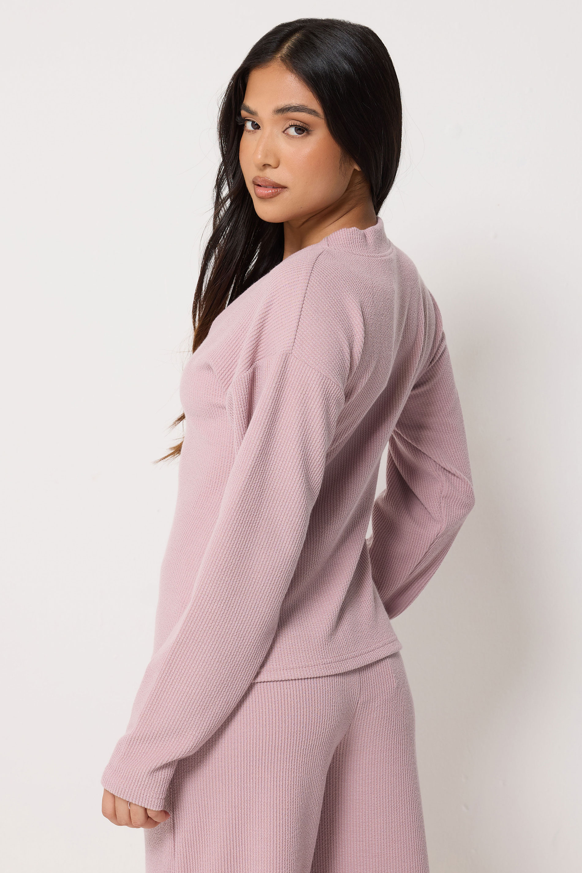 PixieGirl Petite Women's Set Pink Ribbed Top & Trousers | PixieGirl 4