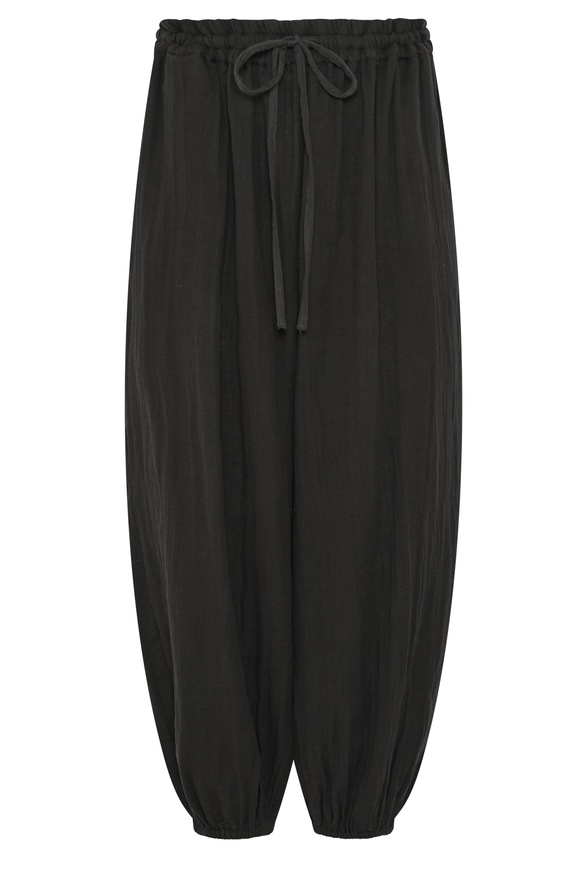 PixieGirl Petite Women's Black Cheesecloth Cotton Balloon Trousers | PixieGirl 5