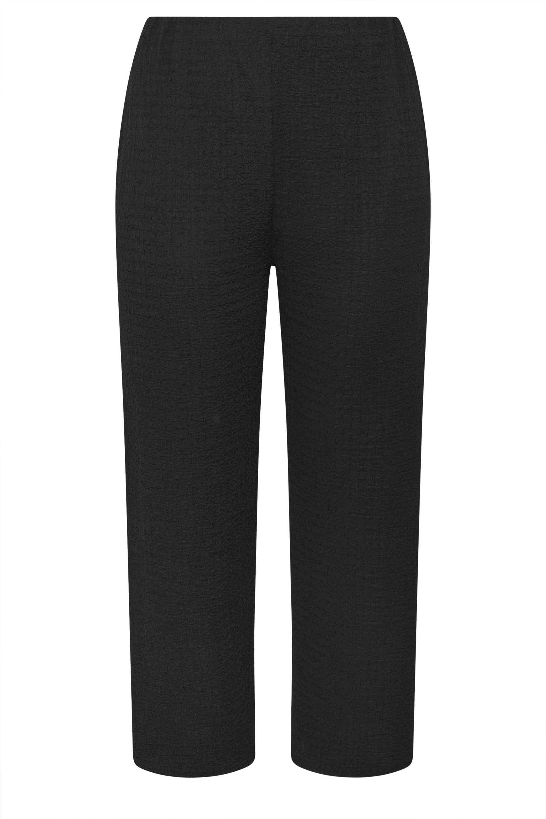 LIMITED COLLECTION Plus Size Black Textured Wide Leg Trousers | Yours Clothing 6