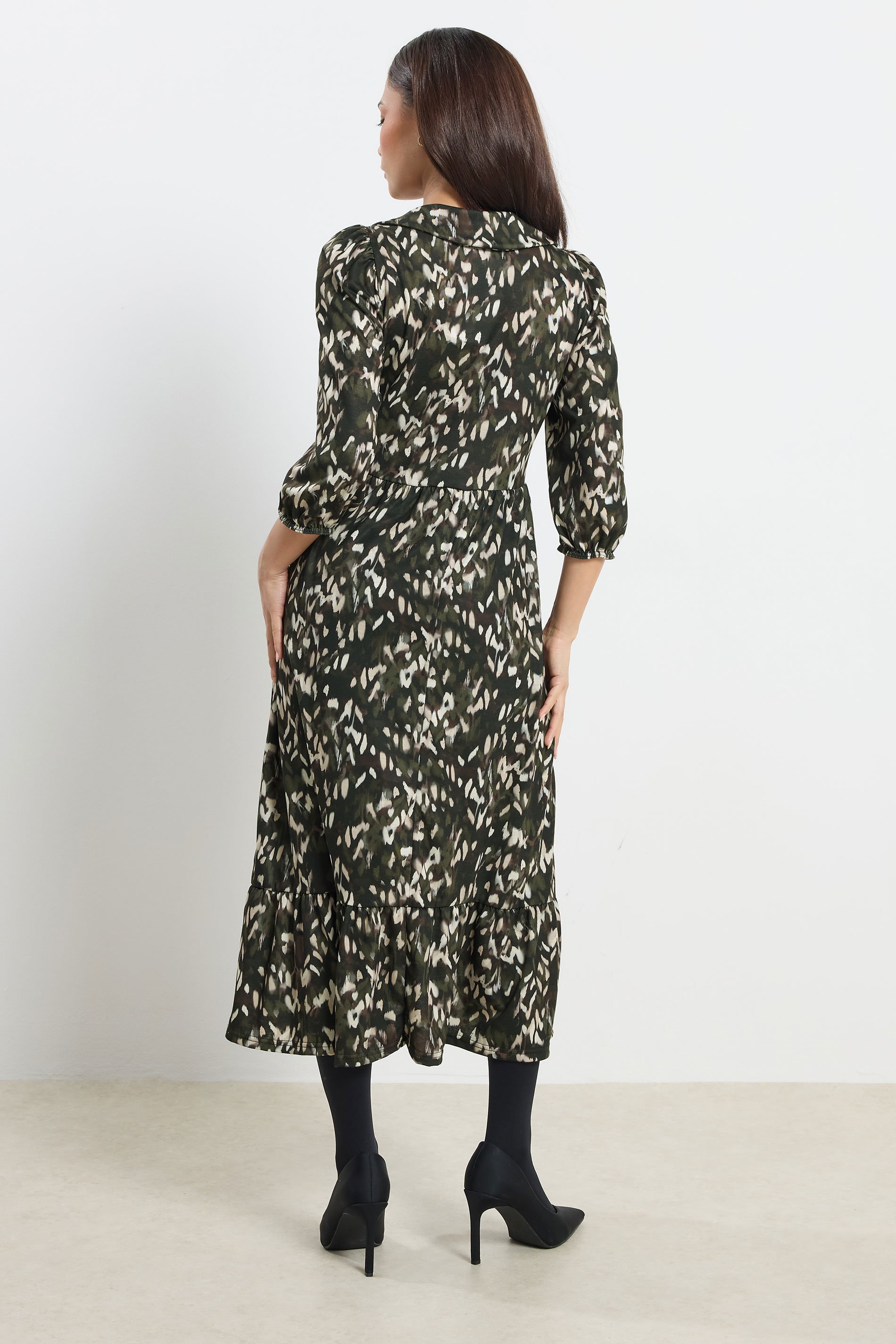 PixieGirl Petite Women's Khaki Green Camo Midaxi Dress | PixieGirl 3