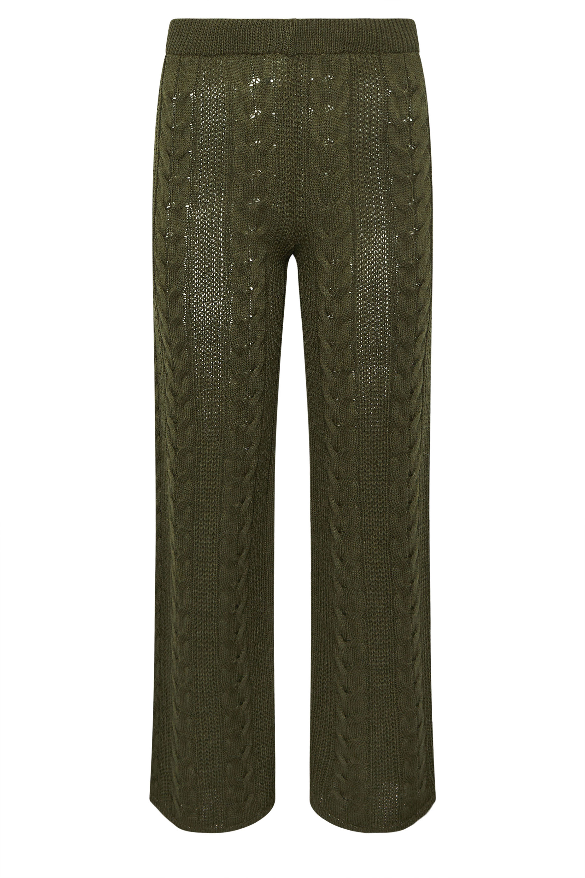 PixieGirl Petite Women's Khaki Green Cable Knit Trousers | PixieGirl 6