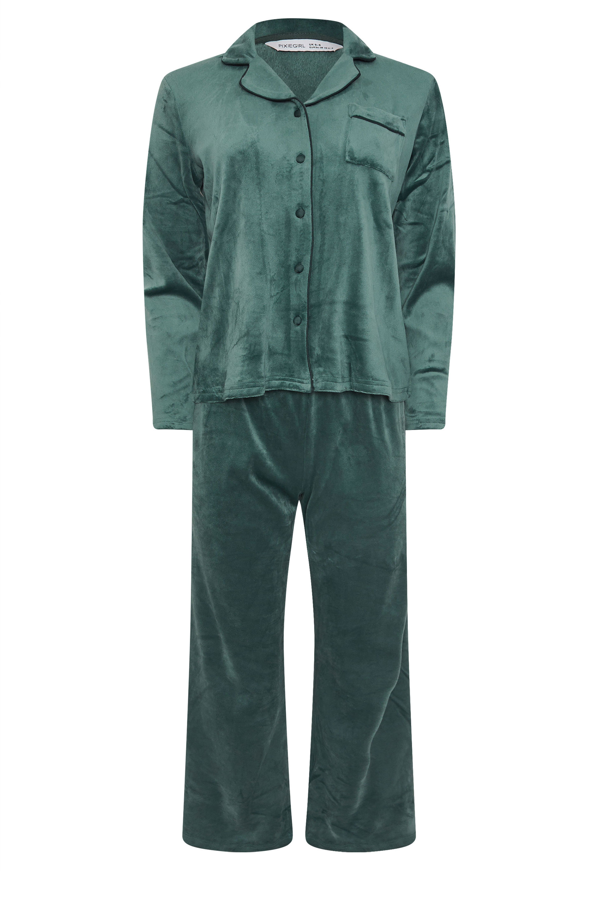 PixieGirl Petite Women's Green Super Luxe Touch Pyjama Set | PixieGirl 5