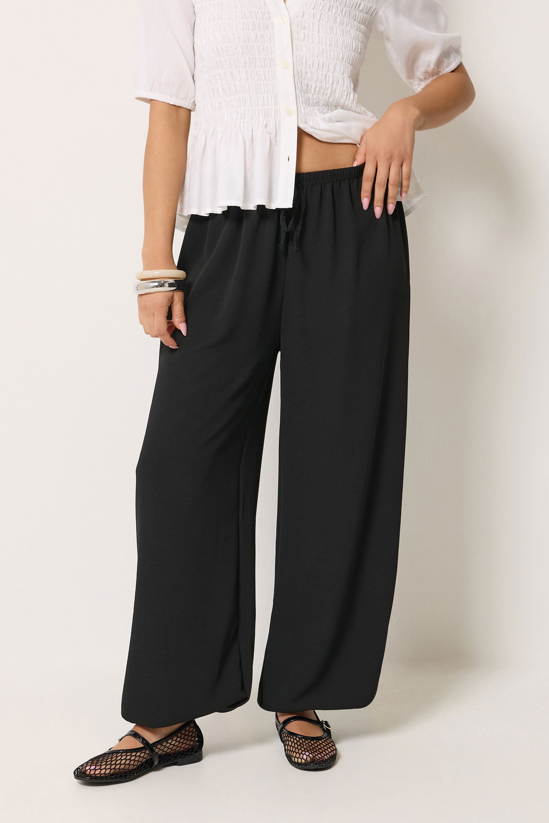 PixieGirl Petite Women's Black Crepe Balloon Trousers | PixieGirl 1