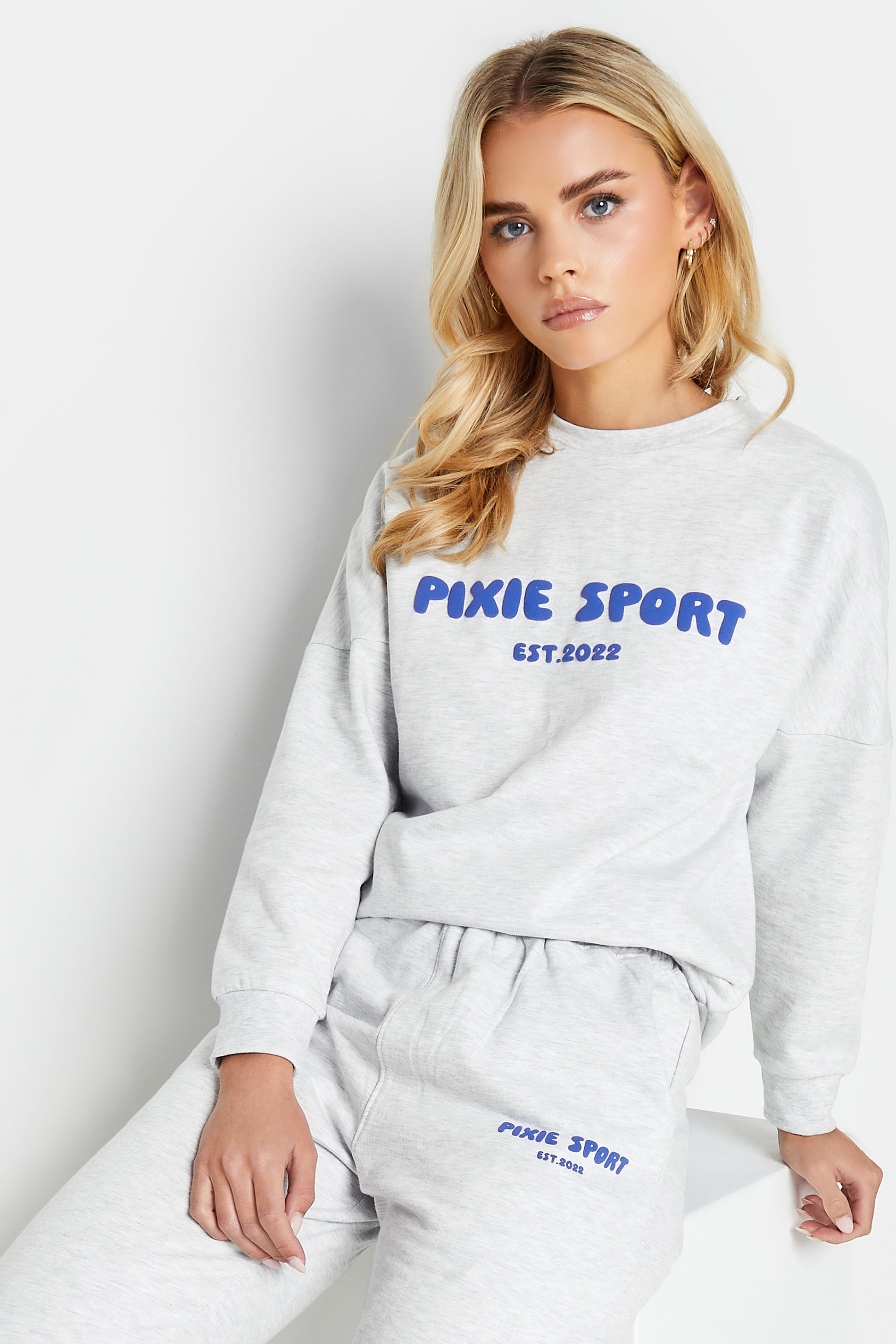 PixieGirl Petite Grey 'Pixie Sport' Slogan Sweatshirt | PixieGirl  2