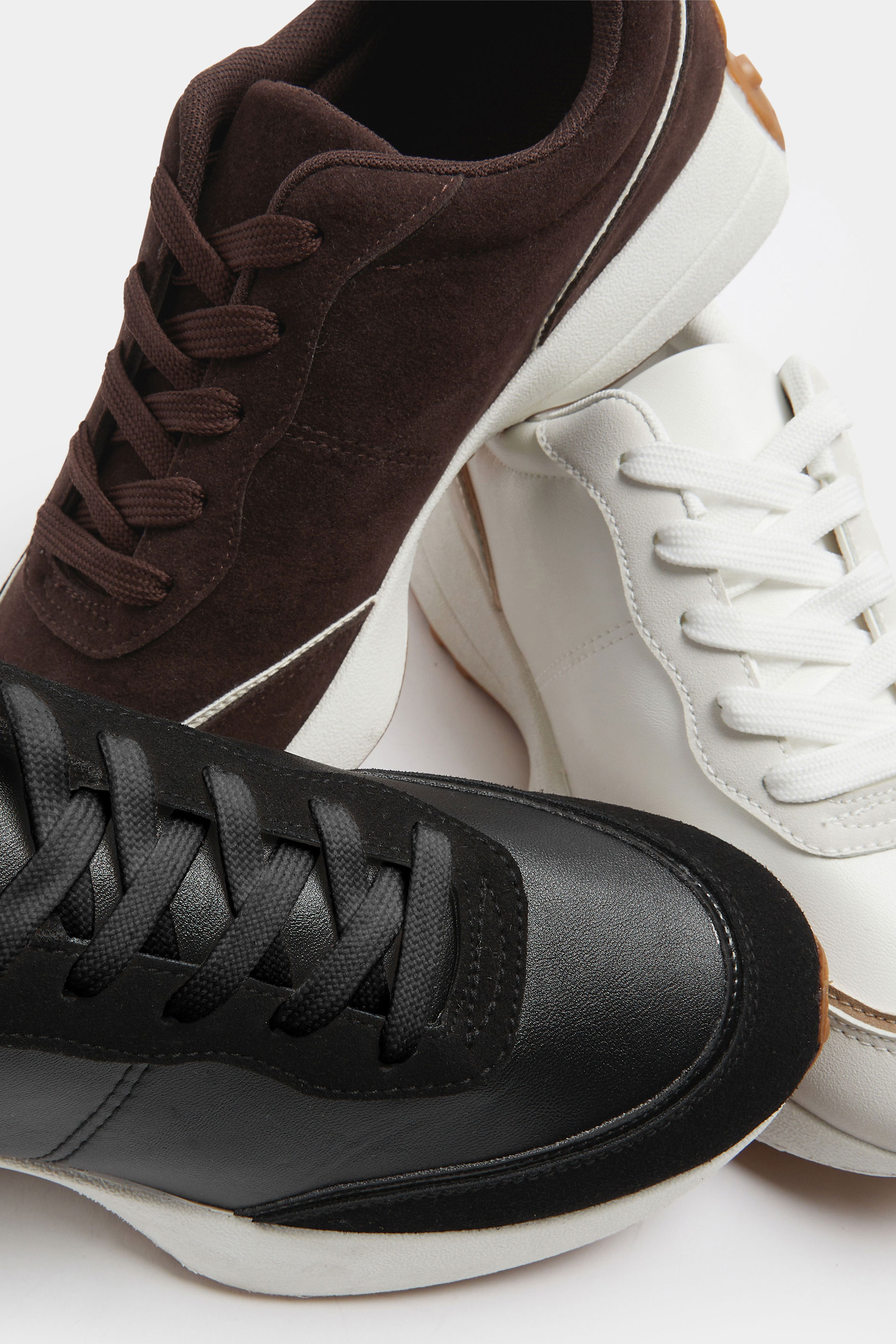 Black Faux Leather Runner Trainers In Extra Wide EEE Fit | Yours Clothing 6
